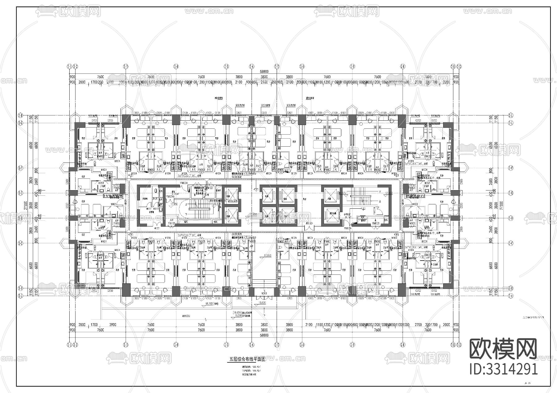 酒店塔楼电CAD施工图下载（渲染图6）