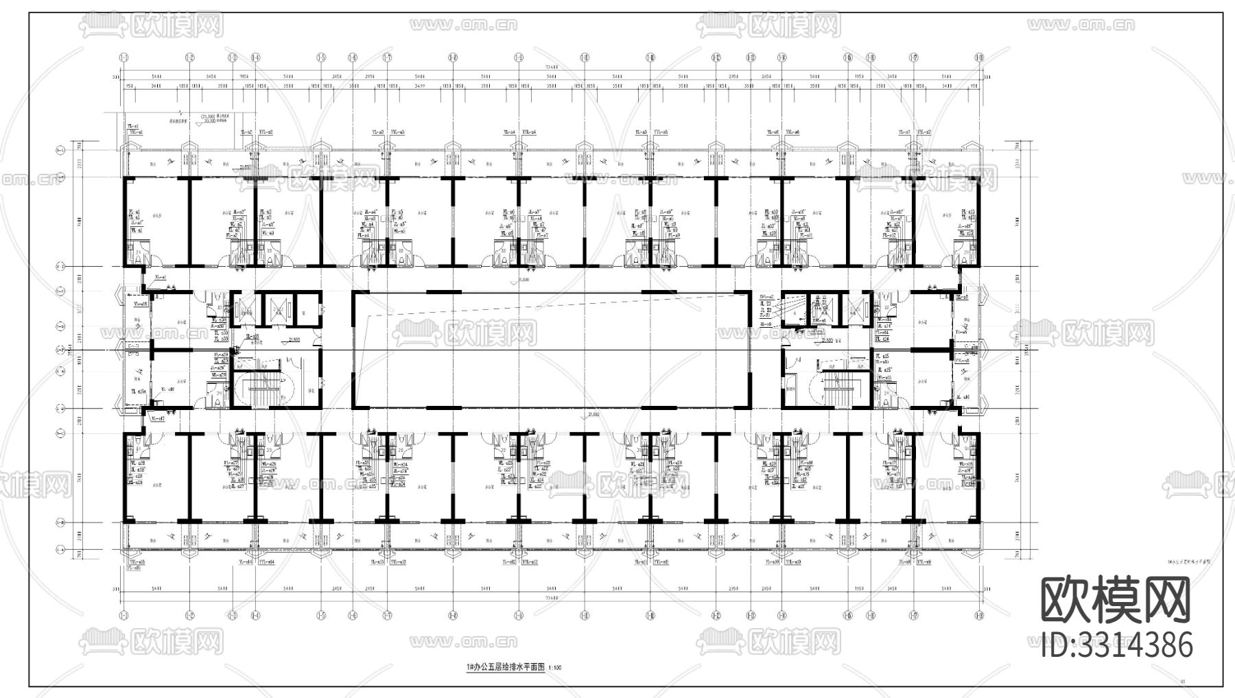 办公楼水电CAD施工图下载（渲染图1）