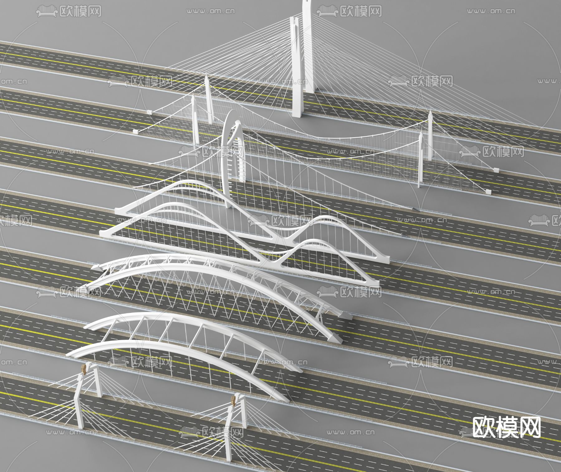 高架桥 立交桥 拉锁桥 公路大桥 跨海大桥3d模型下载