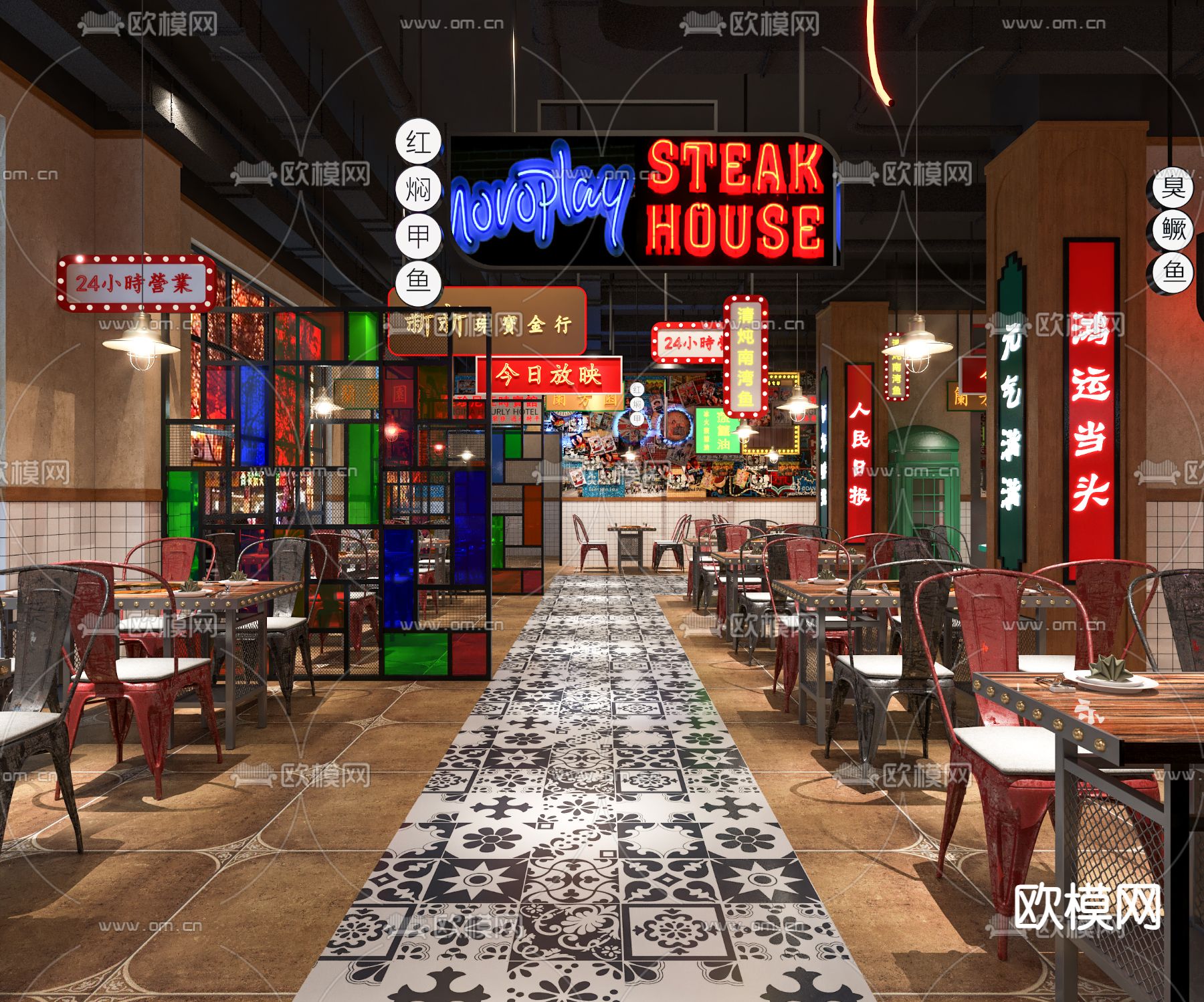 港式茶餐厅3d模型下载（渲染图1）