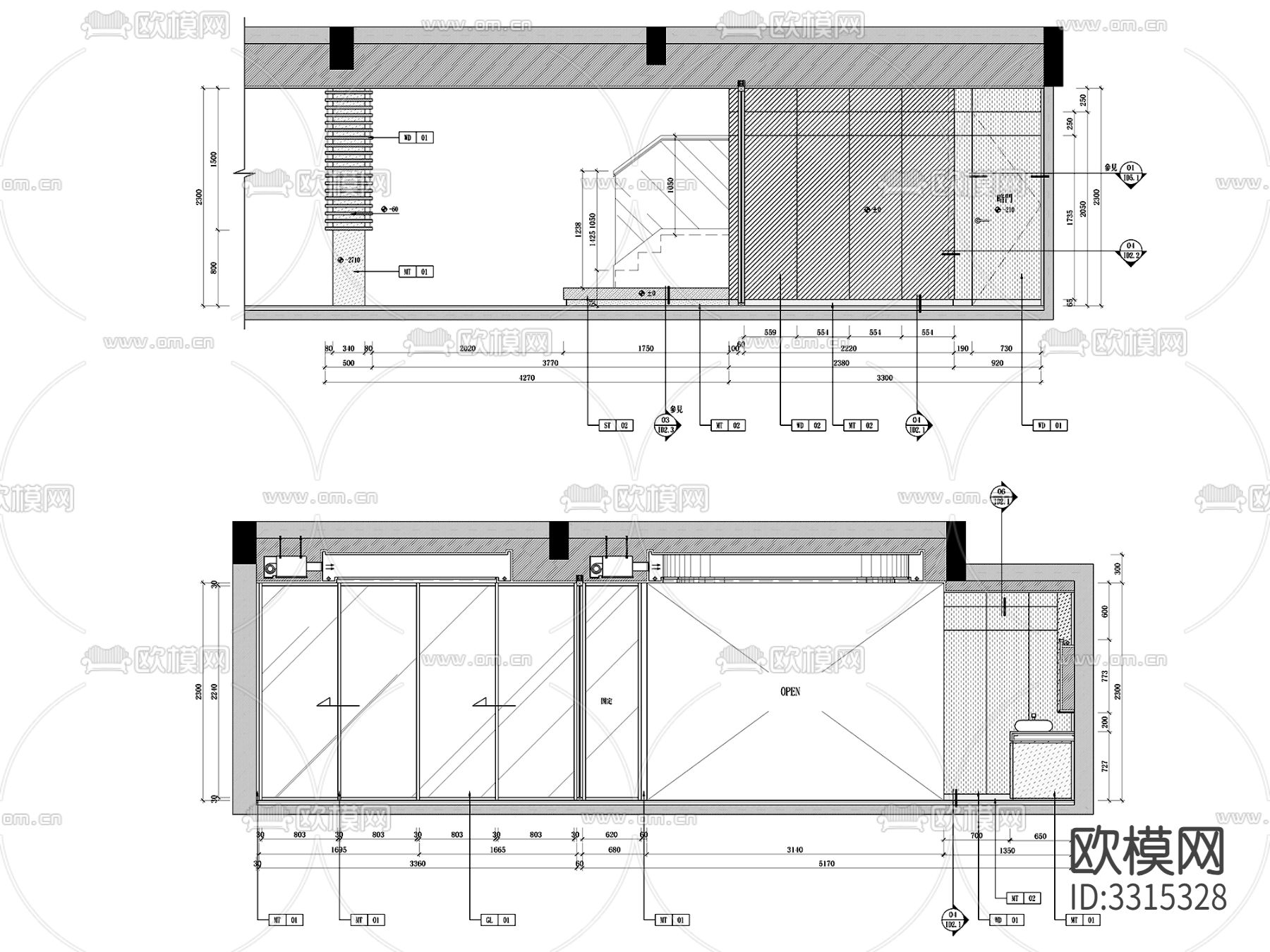 553㎡凌子达—新中式三层别墅室内CAD施工图下载（渲染图7）