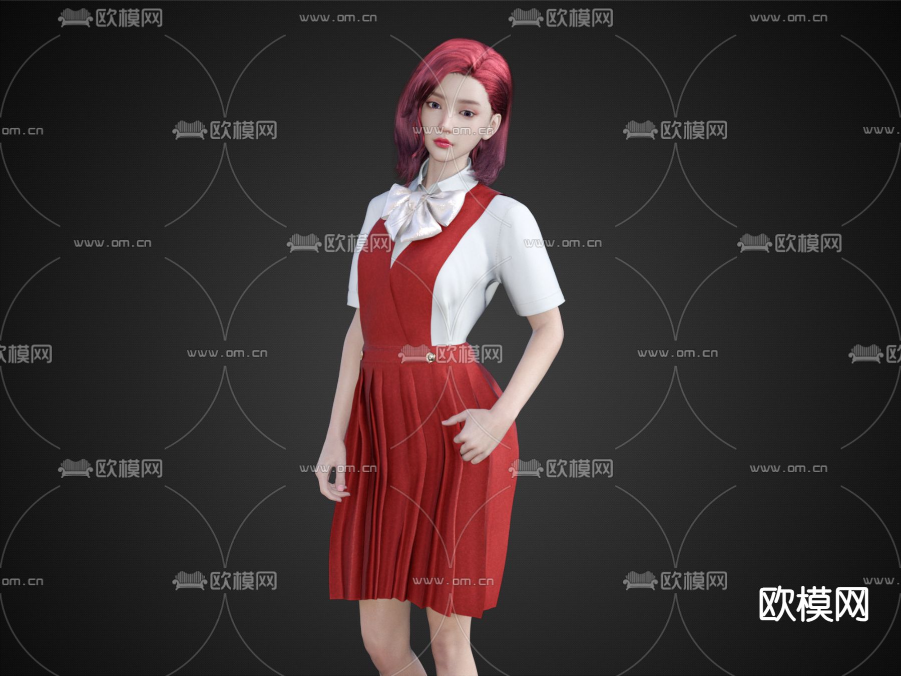 气质美女 模特女人3d模型下载（渲染图1）