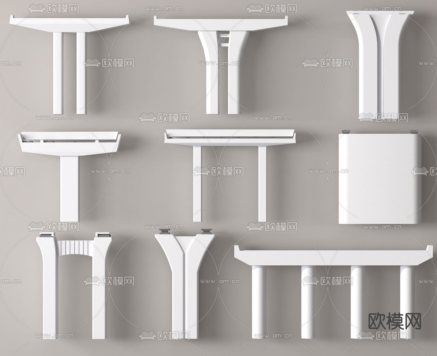 高架桥 桥墩 桥柱 小箱梁3d模型下载