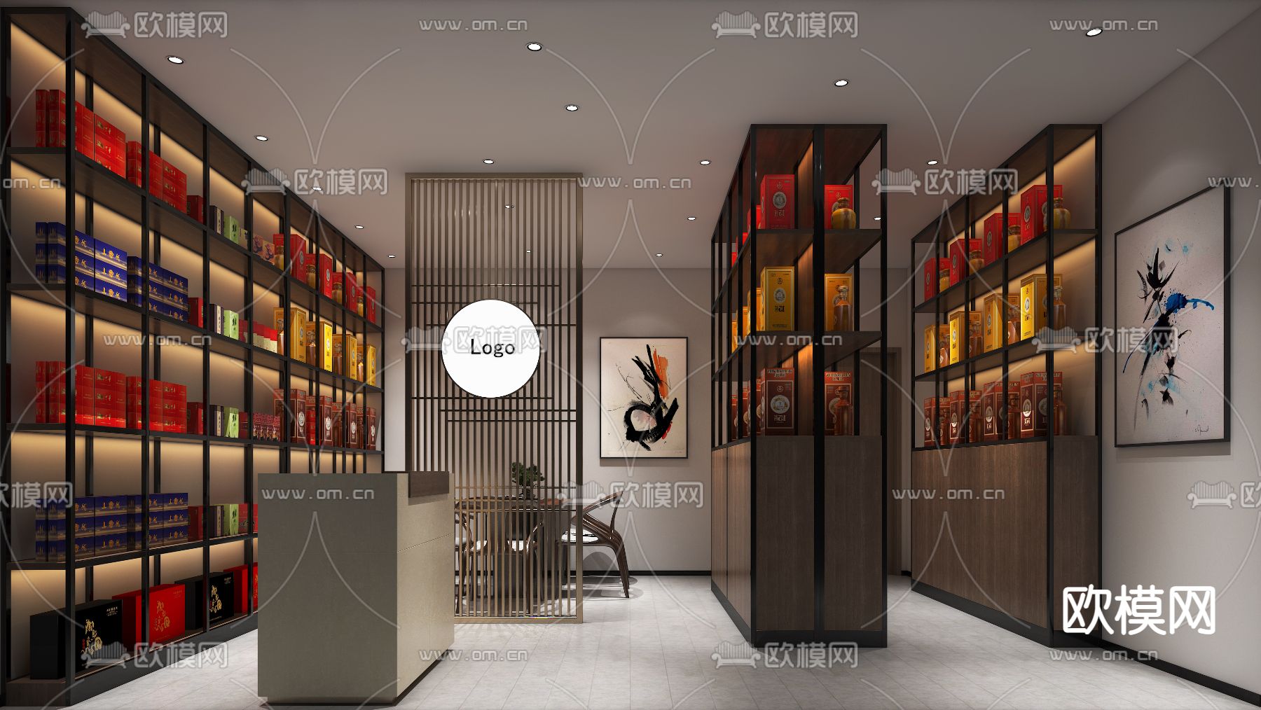 现代烟酒店3d模型下载（渲染图1）