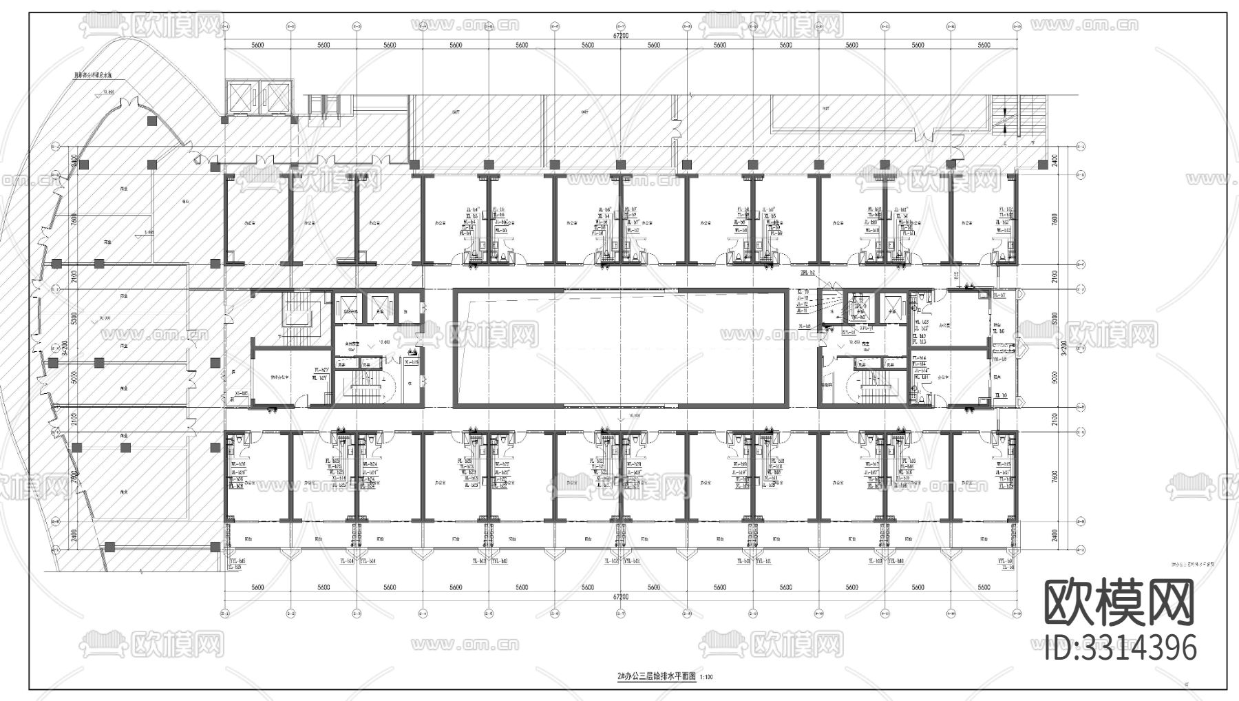 高层办公楼CAD施工图下载（渲染图6）
