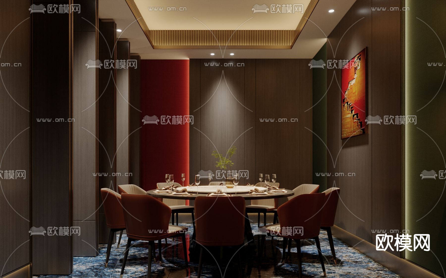 中餐厅包间 包厢 包房3d模型下载（渲染图6）