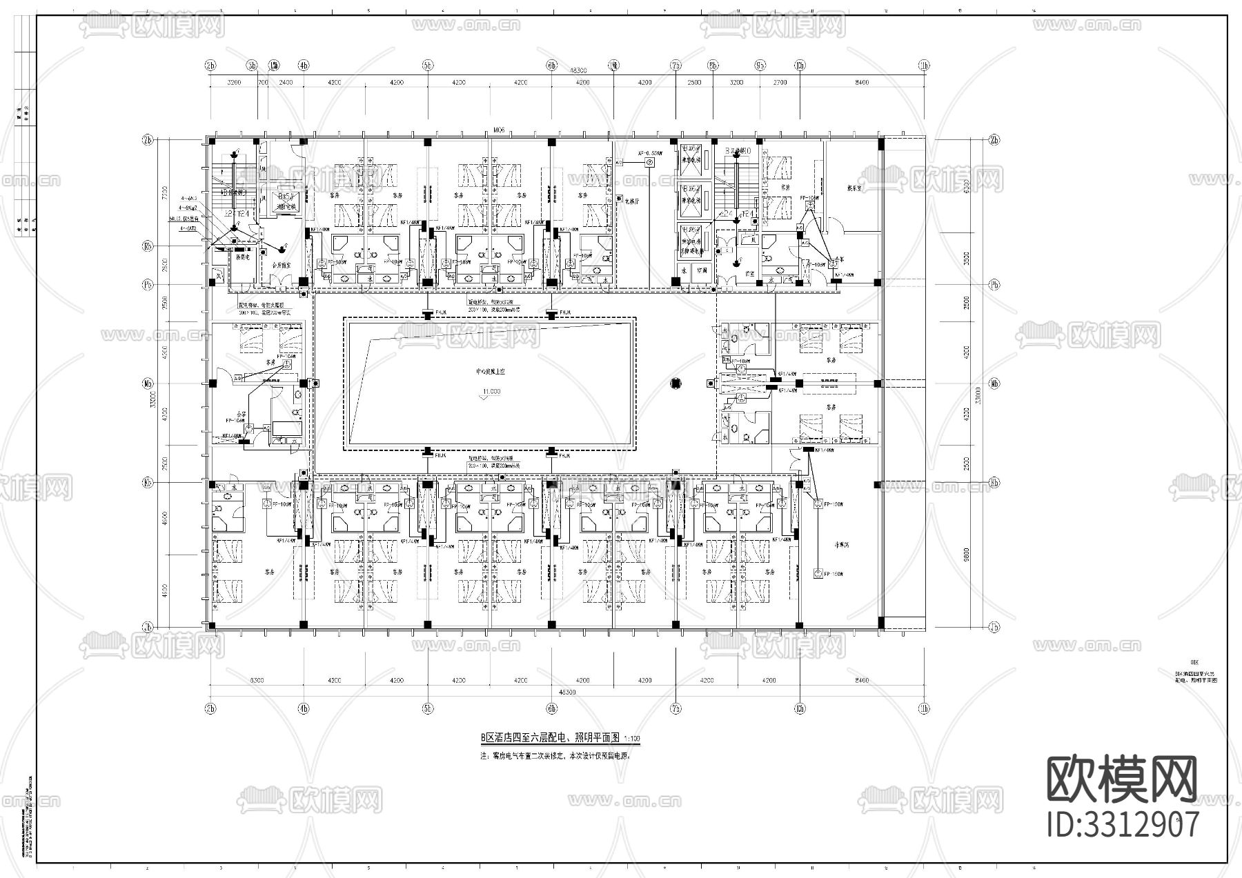 高层办公楼电气图下载（渲染图8）