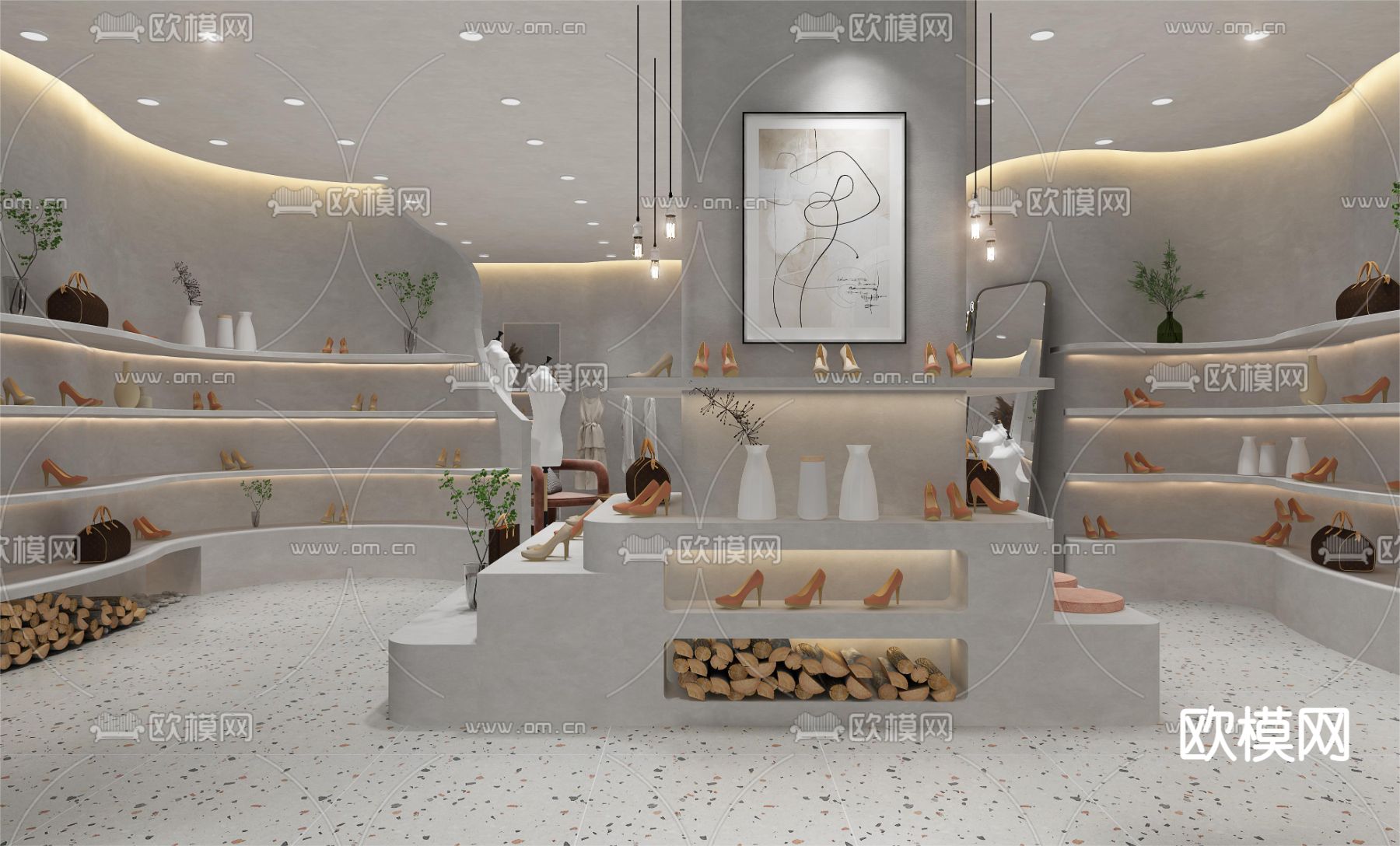 侘寂服装店 鞋店3d模型下载（渲染图3）