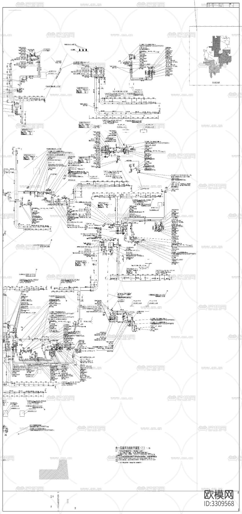 小区地下室暖通图cad施工图下载（渲染图4）