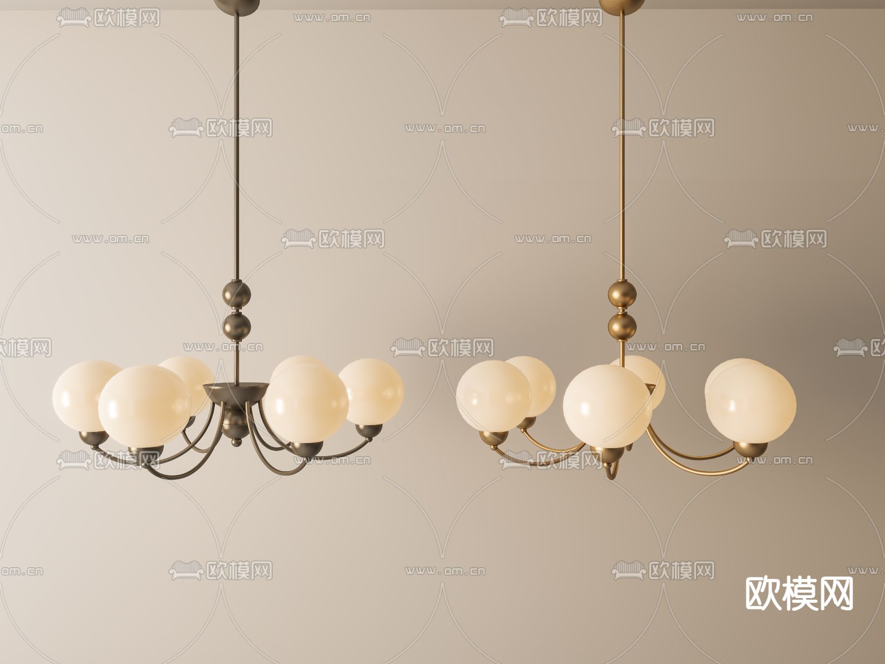 中古风吊灯 多头吊灯3d模型下载