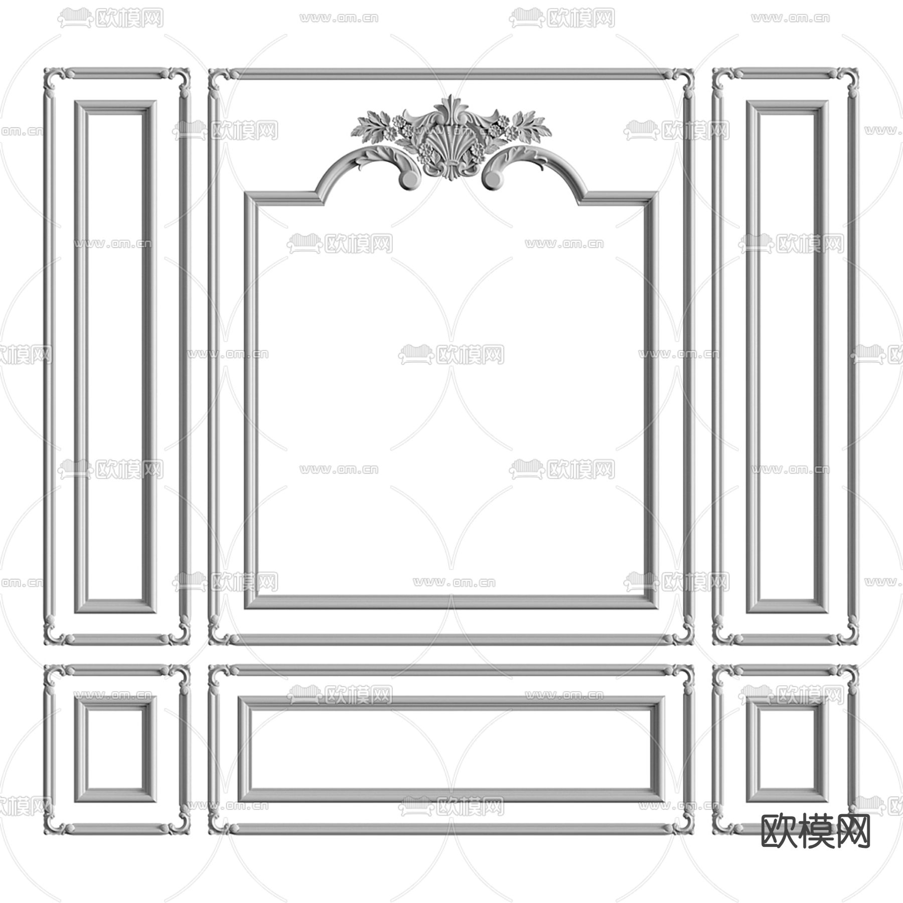 欧式石膏线 雕花线条 踢脚线3d模型下载（渲染图1）