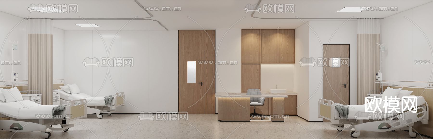 日式医院候诊区3d模型下载（渲染图2）