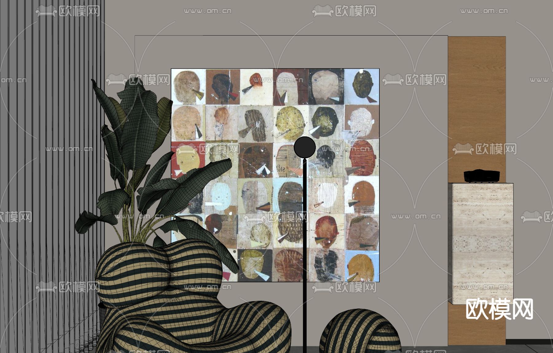 现代休闲沙发su模型下载（渲染图1）