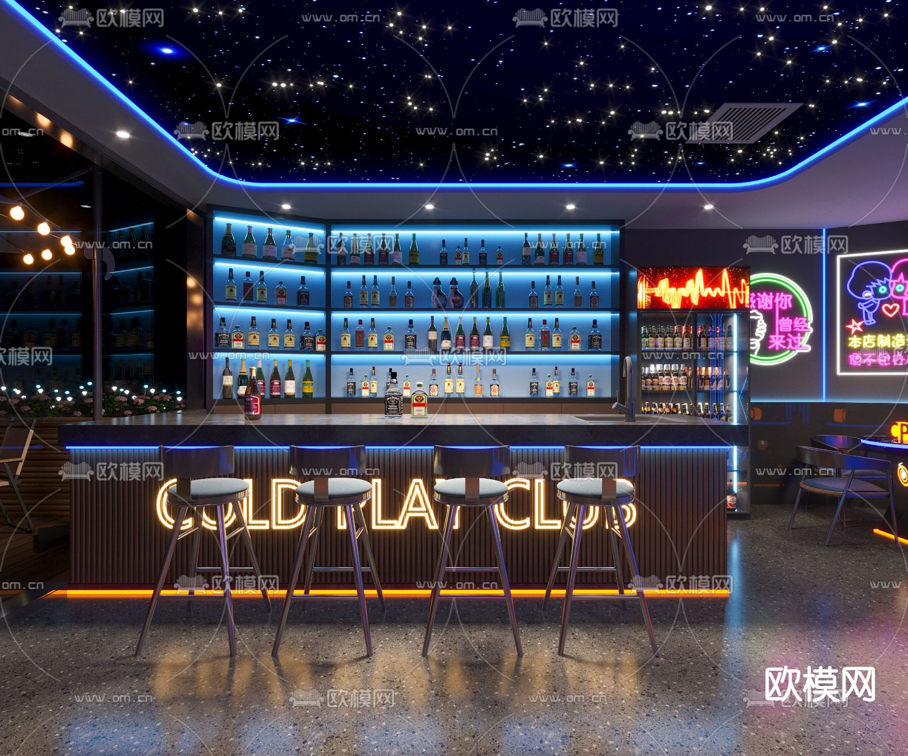 酒吧前台 酒馆3d模型下载