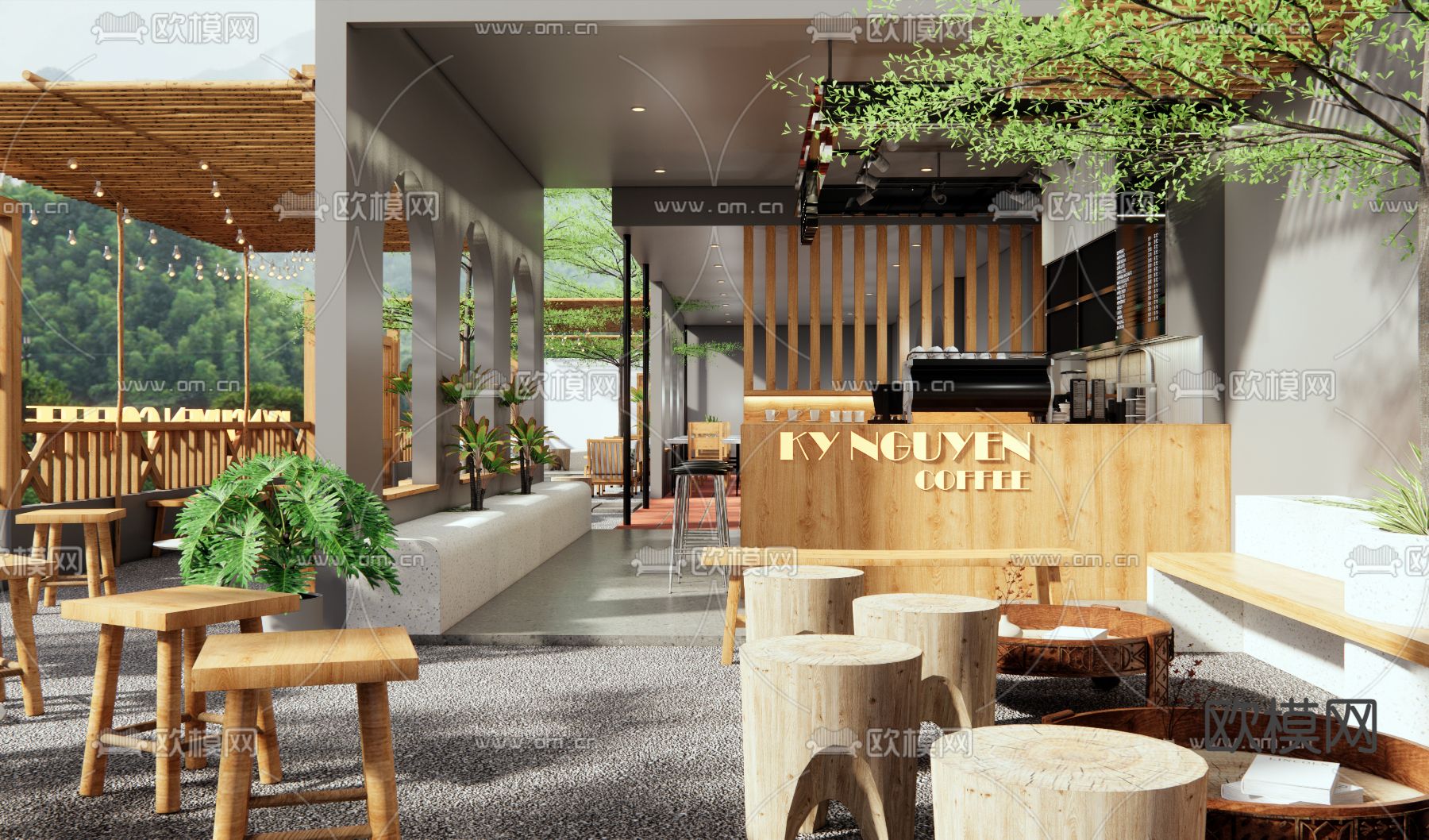 民宿庭院3d模型下载（渲染图1）