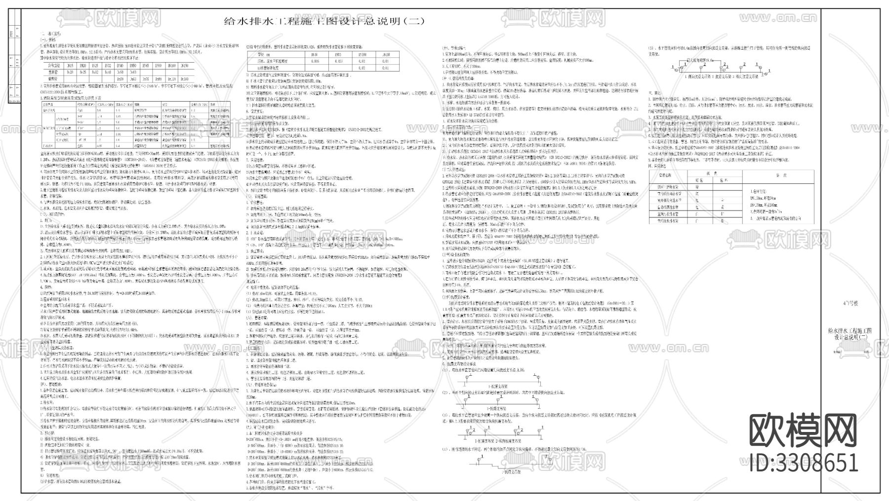 高层住宅给排水cad平面图下载（渲染图3）