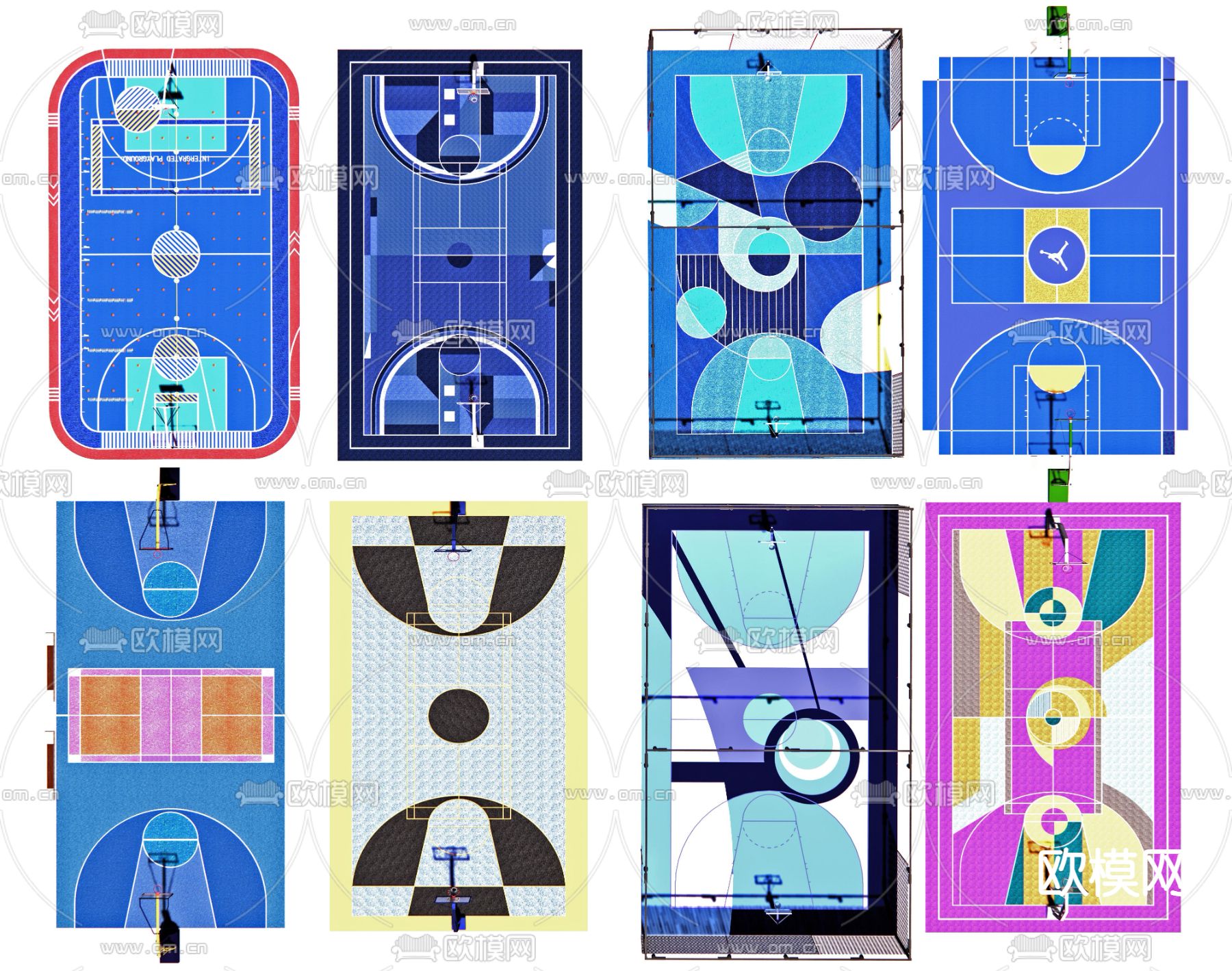 篮球场 活动场地3d模型下载