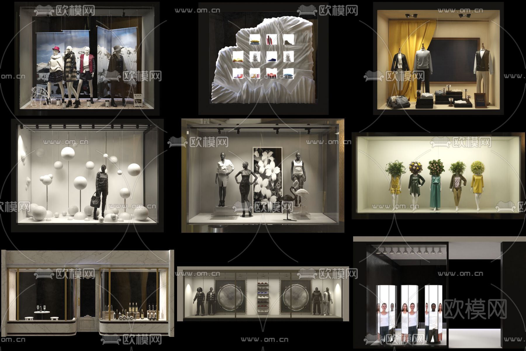 商业橱窗 服装橱窗 服装模特3d模型下载