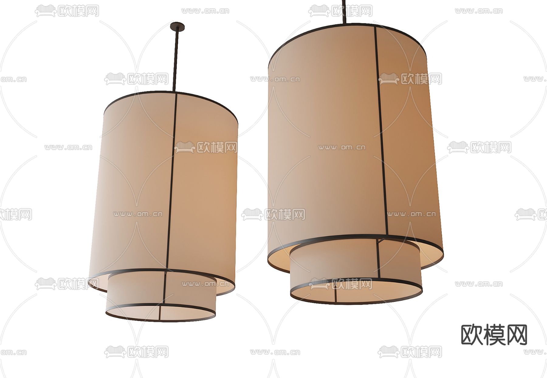新中式吊灯3d模型下载