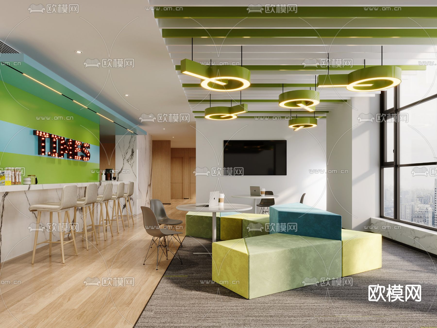 休息茶水间 吧台区3d模型下载