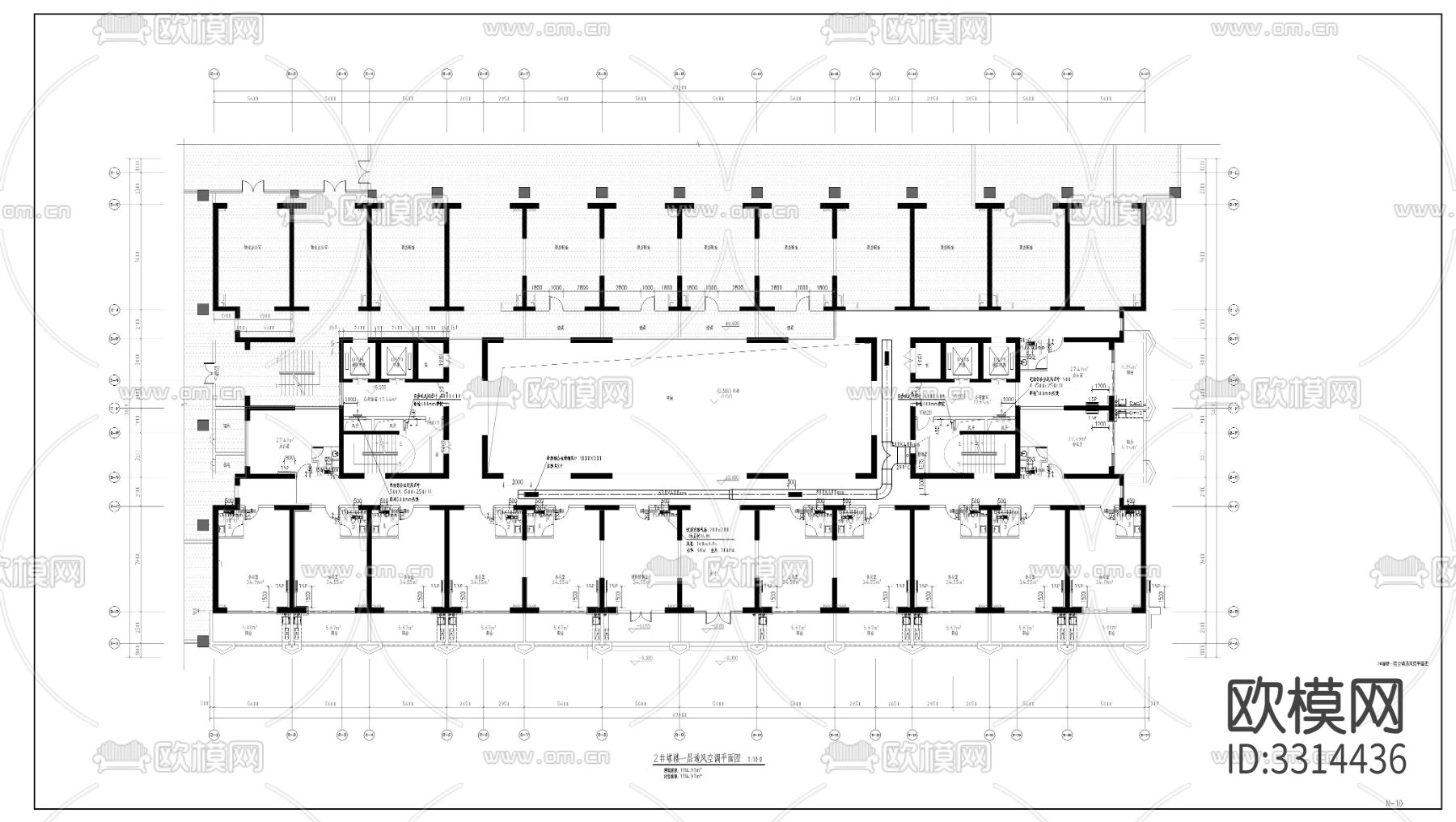 高层办公楼暖通图CAD施工图下载（渲染图7）