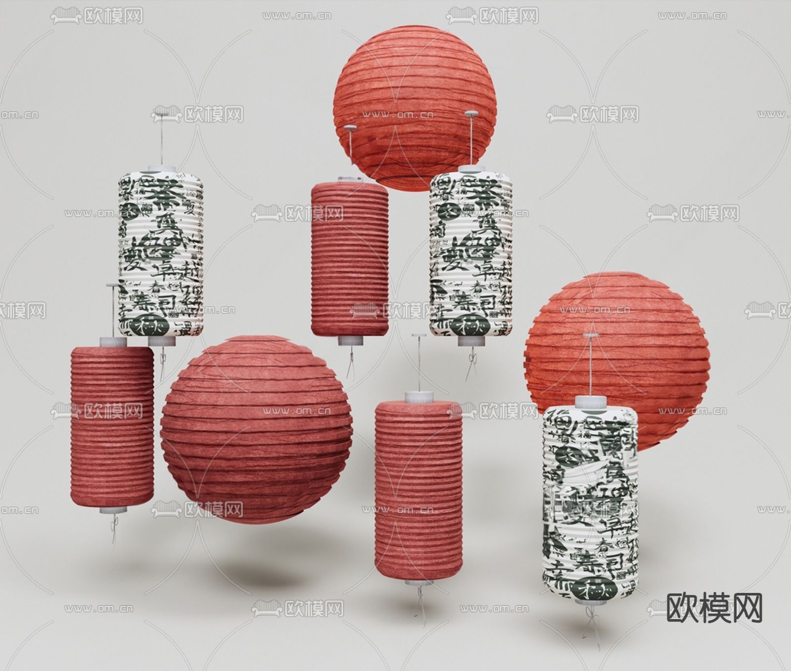 中式灯笼 纸扎灯笼3d模型下载