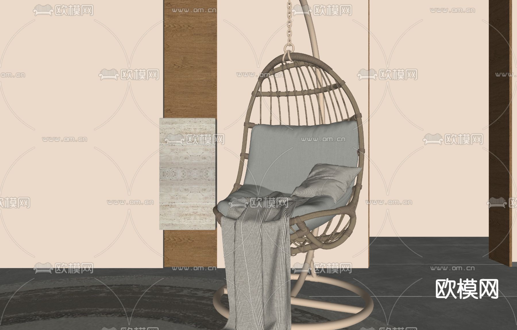 现代休闲吊椅su模型下载（渲染图1）