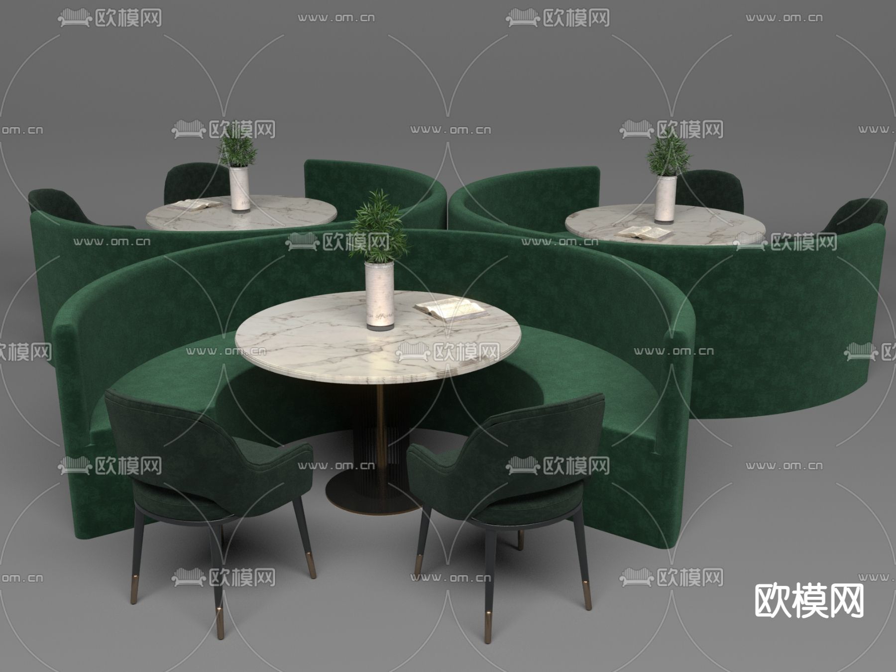 后现代圆形休闲桌椅组合3d模型下载