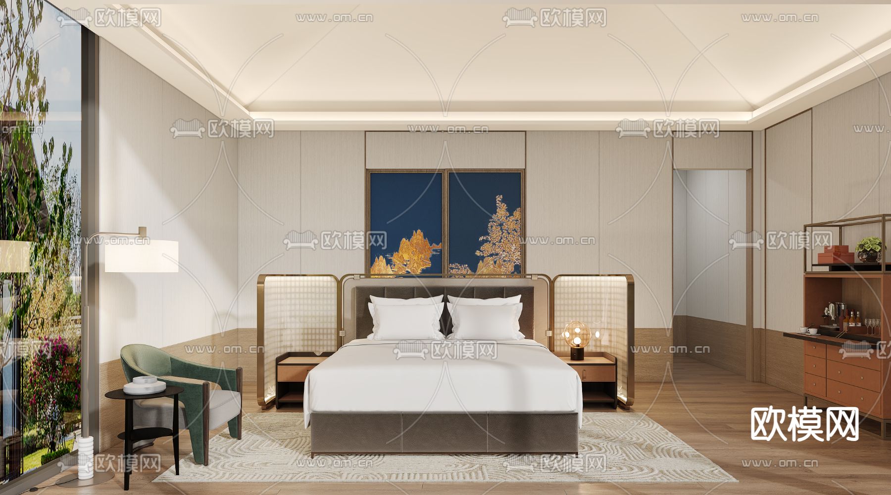 酒店客房 大床房3d模型下载