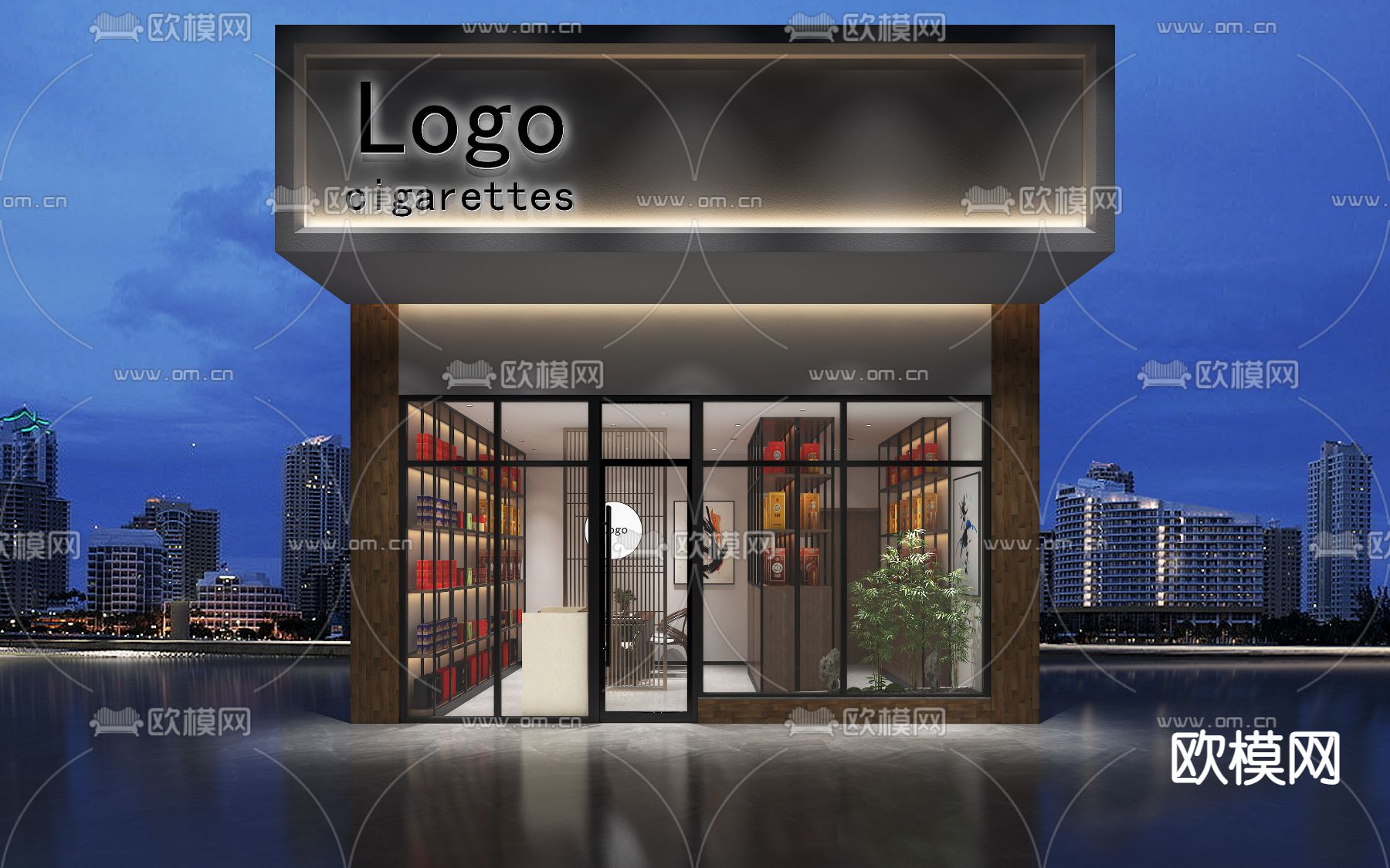 现代烟酒店3d模型下载（渲染图2）