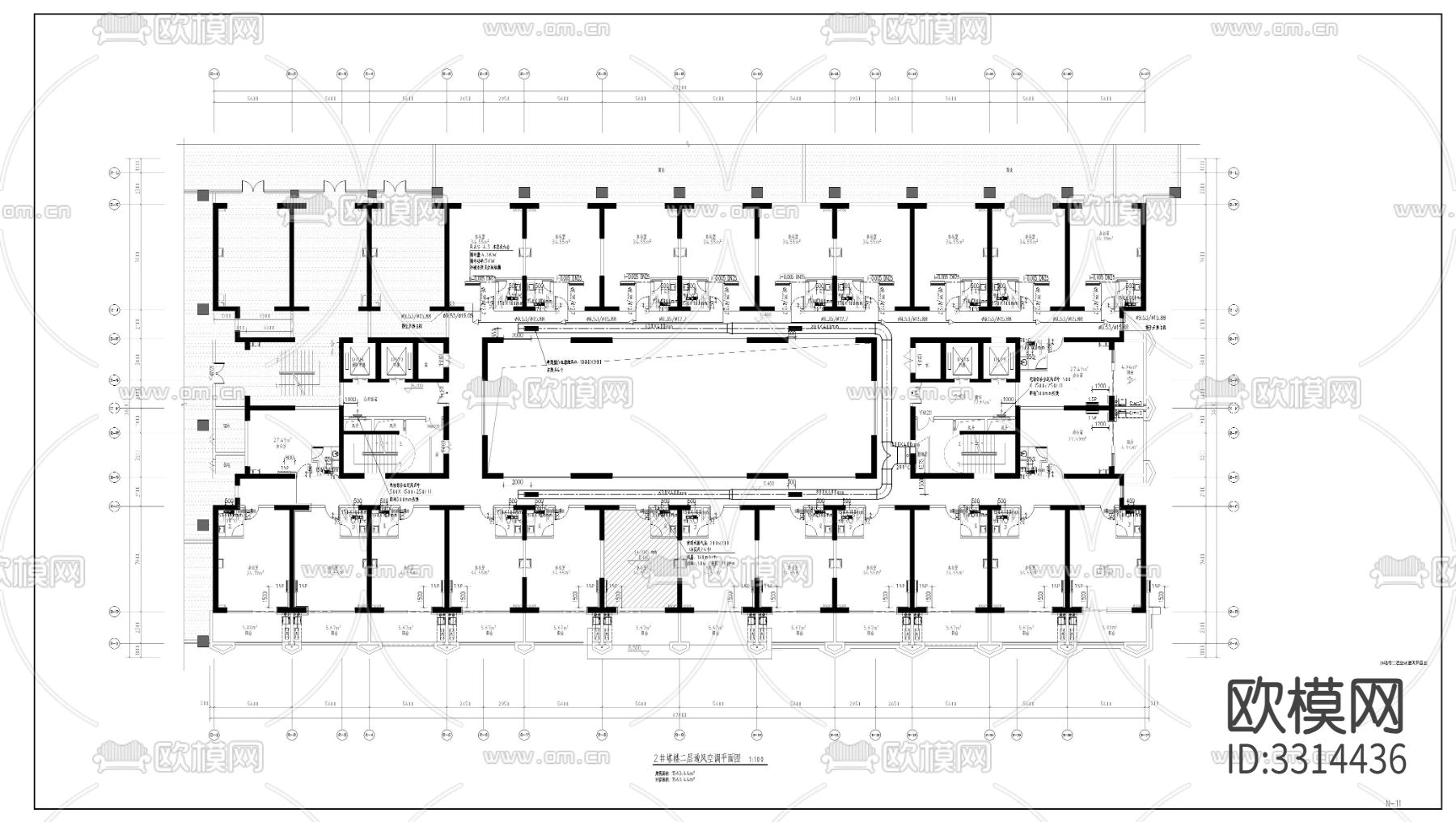 高层办公楼暖通图CAD施工图下载（渲染图8）