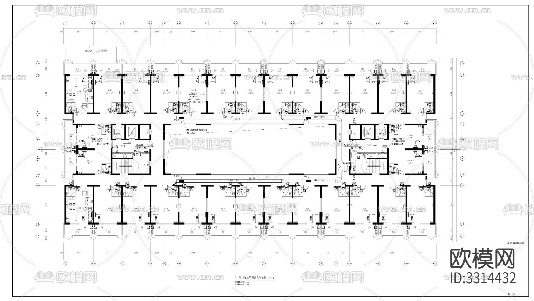 办公楼暖通图CAD施工图下载（渲染图4）