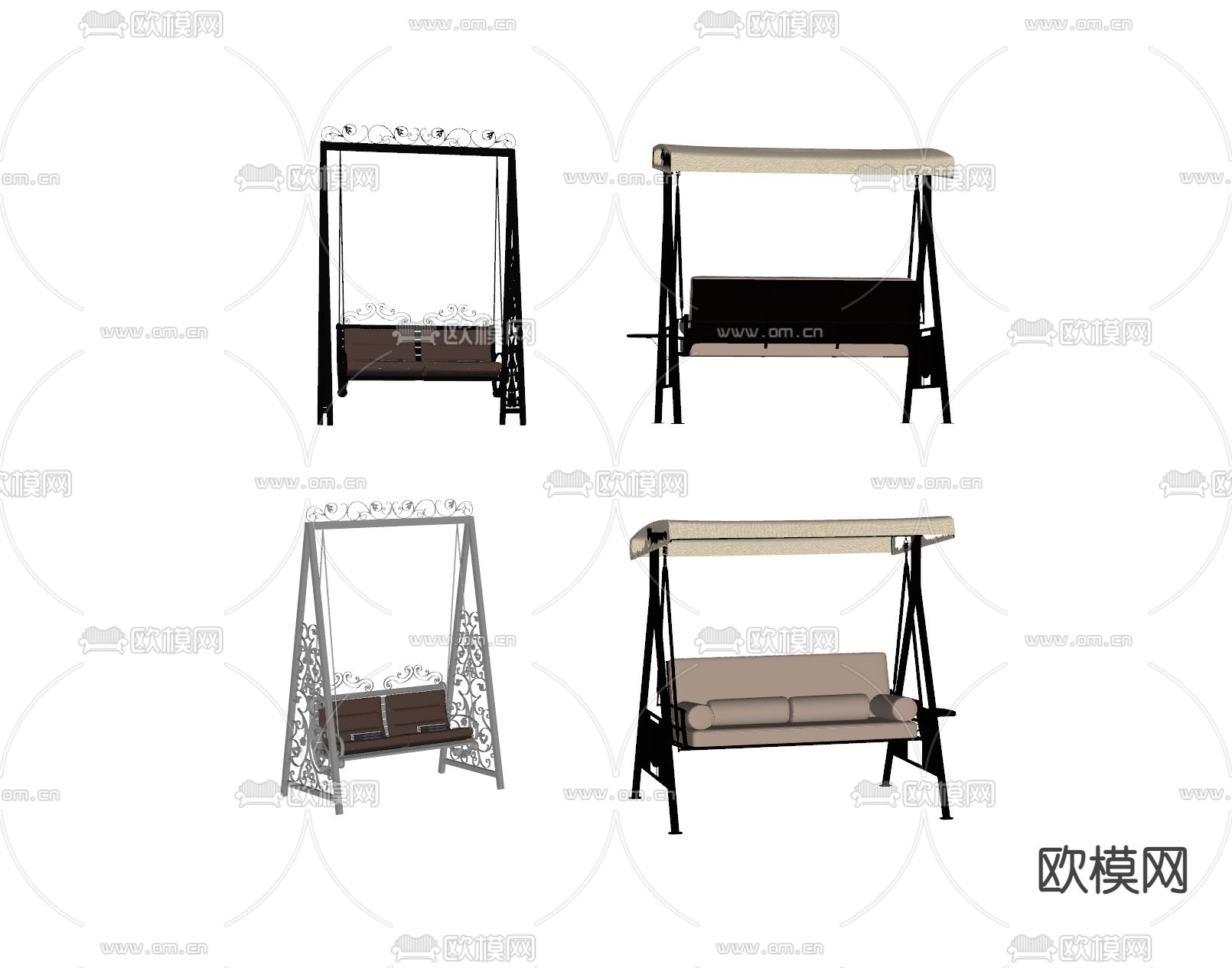 秋千椅 晃椅su模型下载（渲染图1）