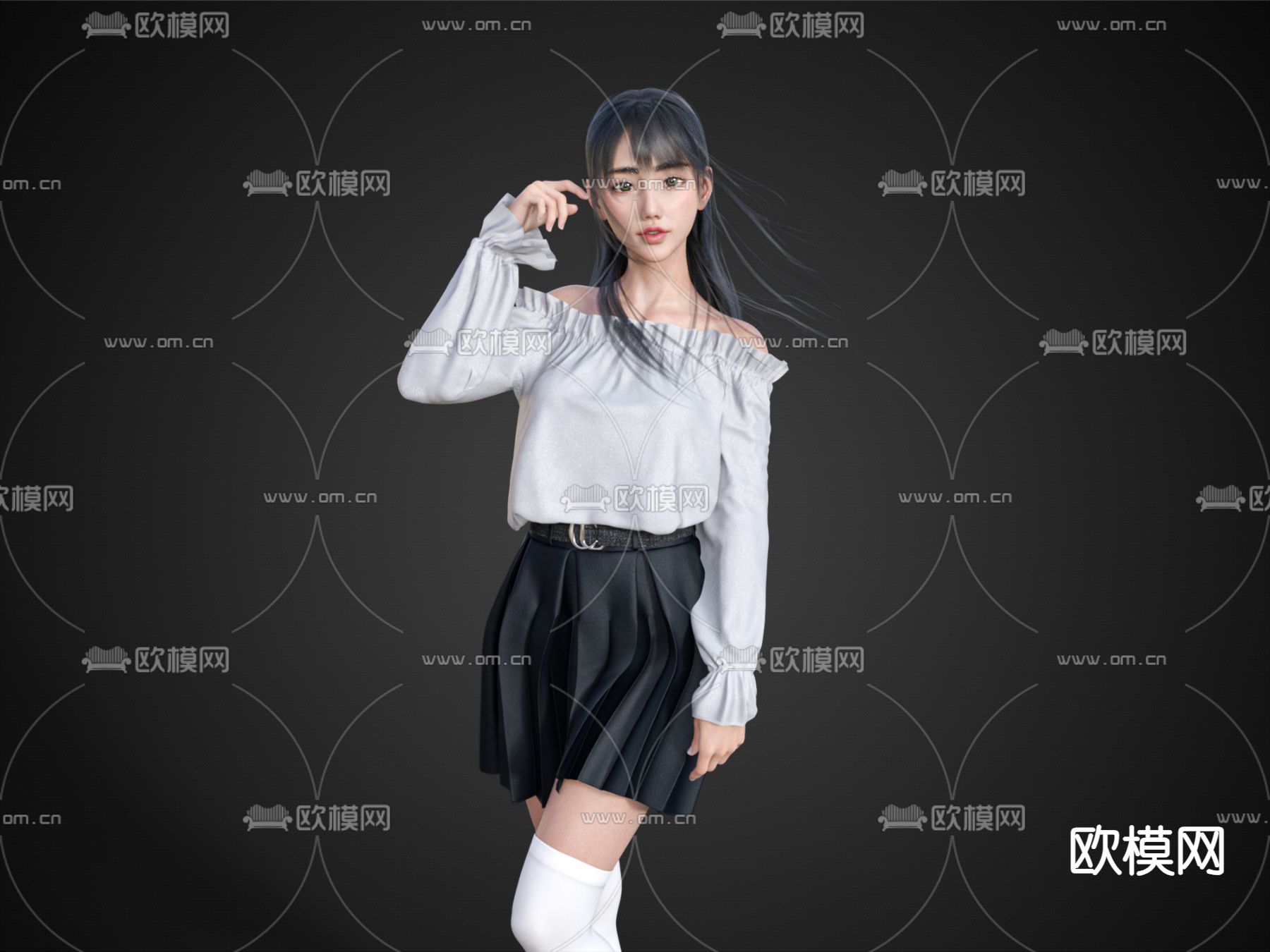 气质美女 模特女人3d模型下载（渲染图1）