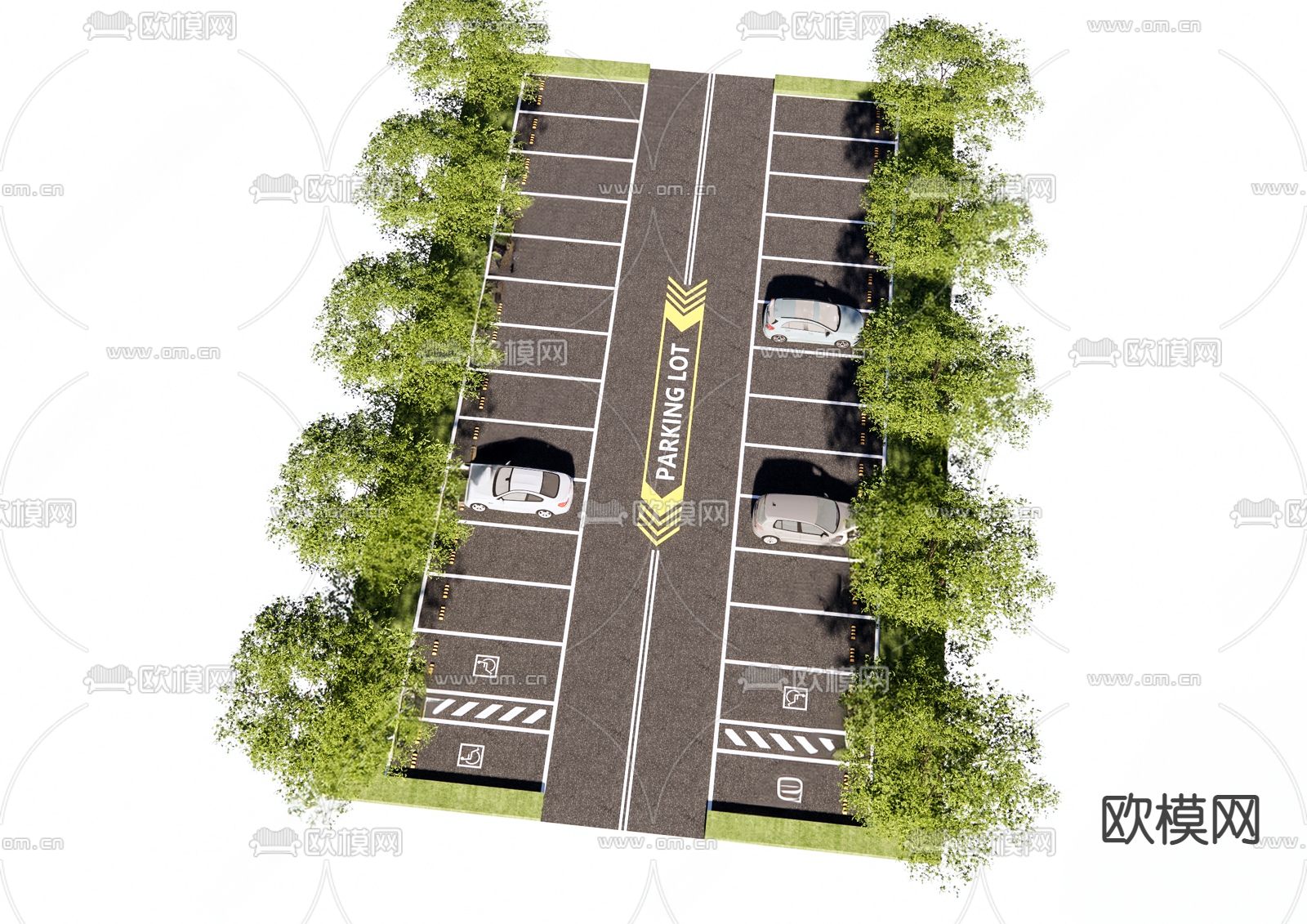 户外停车场 停车位3d模型下载