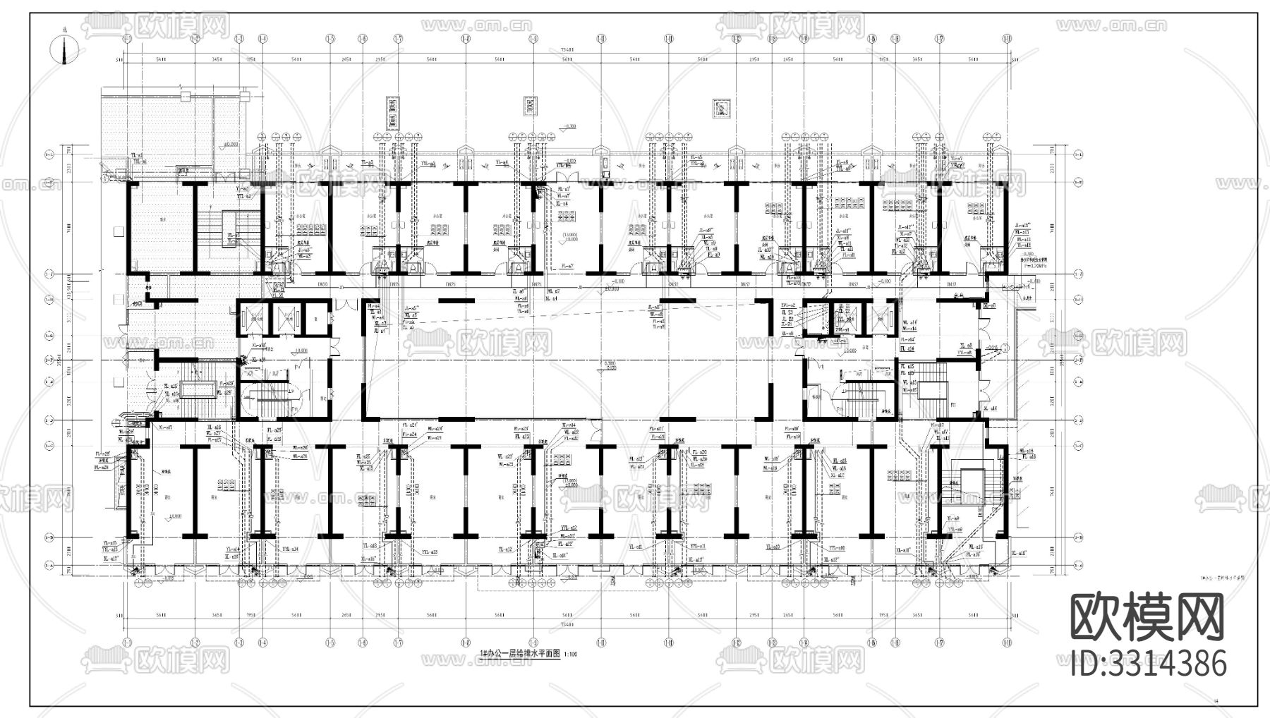 办公楼水电CAD施工图下载（渲染图8）