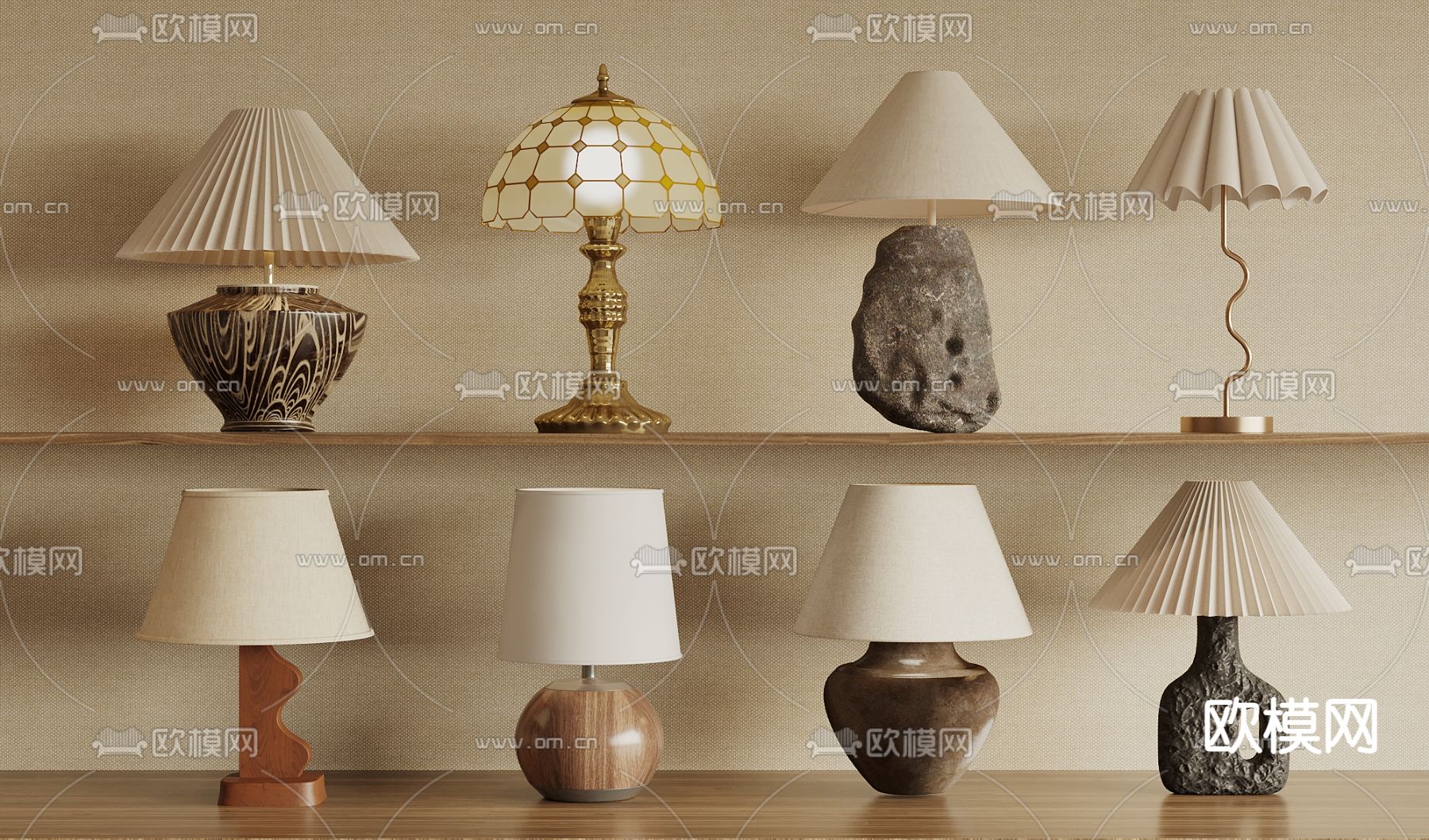 中古风台灯3d模型下载