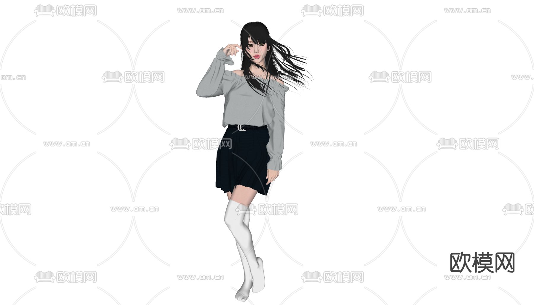 气质美女 模特女人3d模型下载（渲染图2）