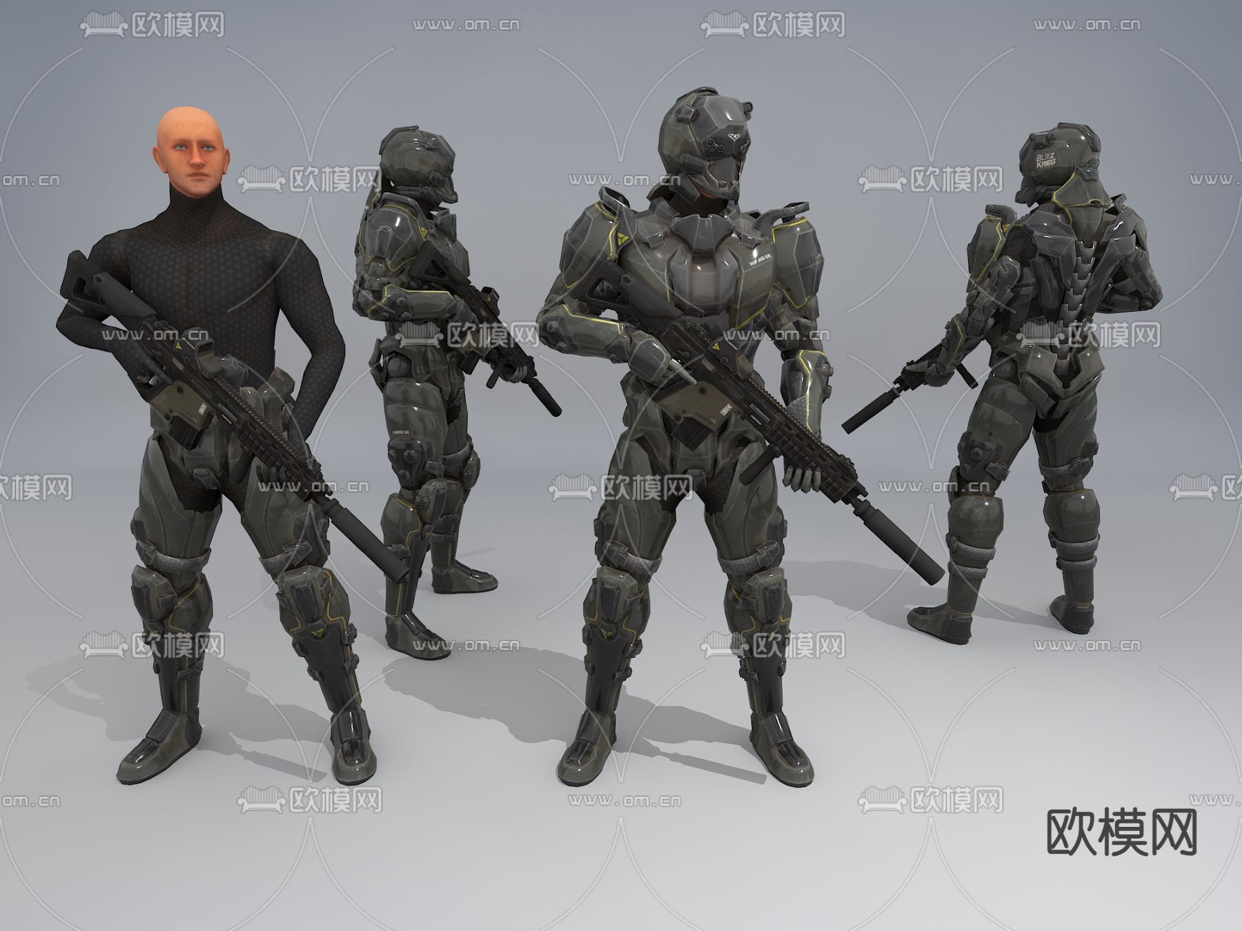 工业风生化人3d模型下载