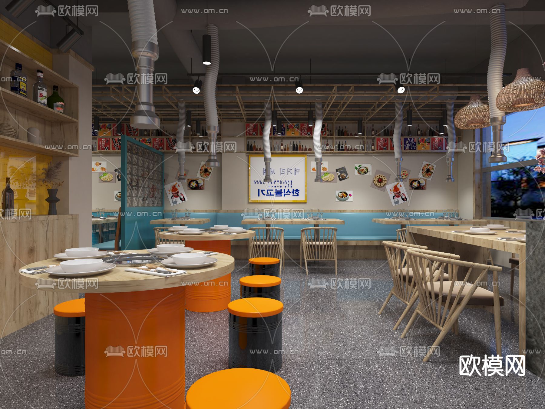 烤肉店 烧烤店3d模型下载（渲染图1）