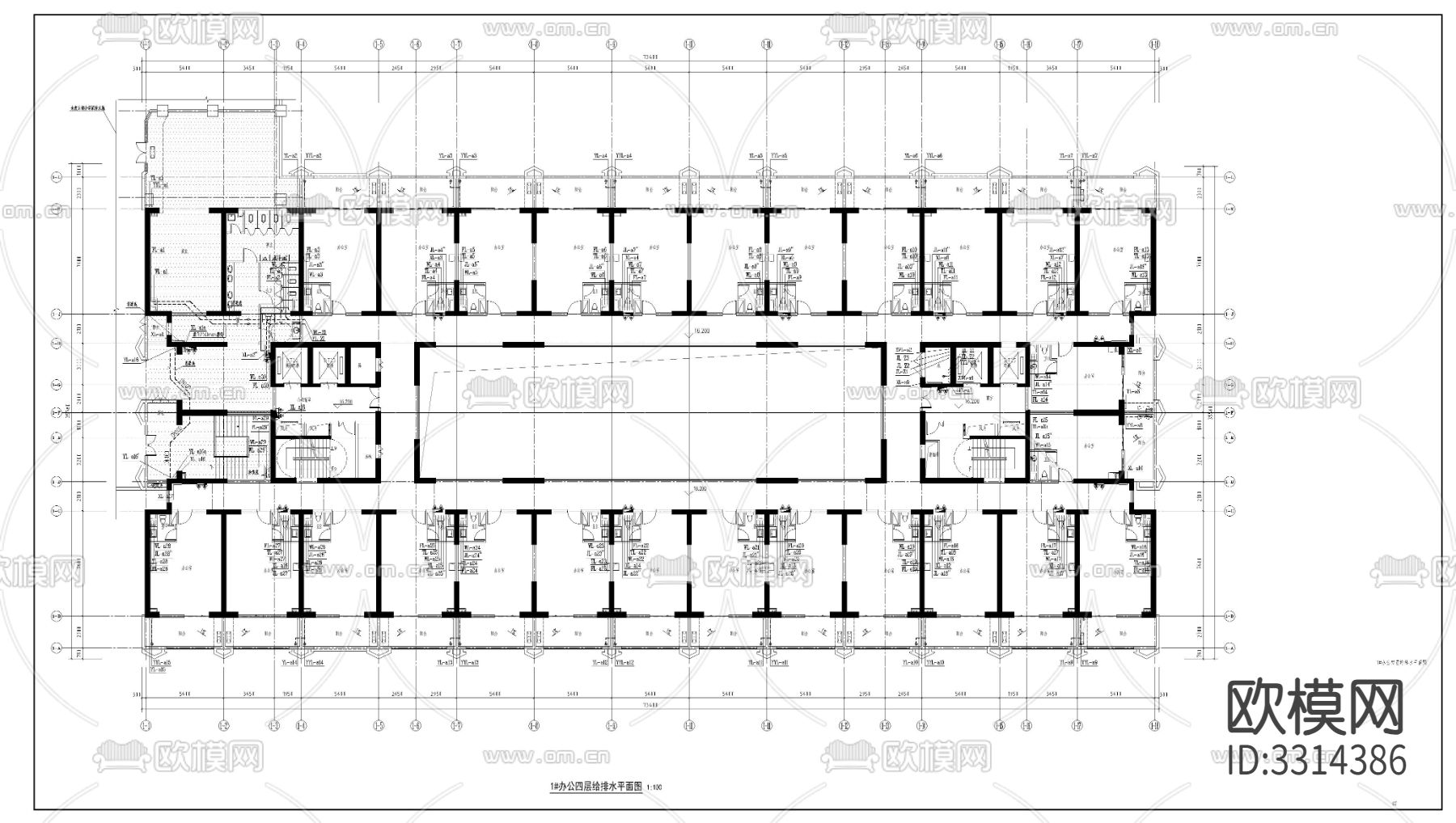 办公楼水电CAD施工图下载（渲染图5）