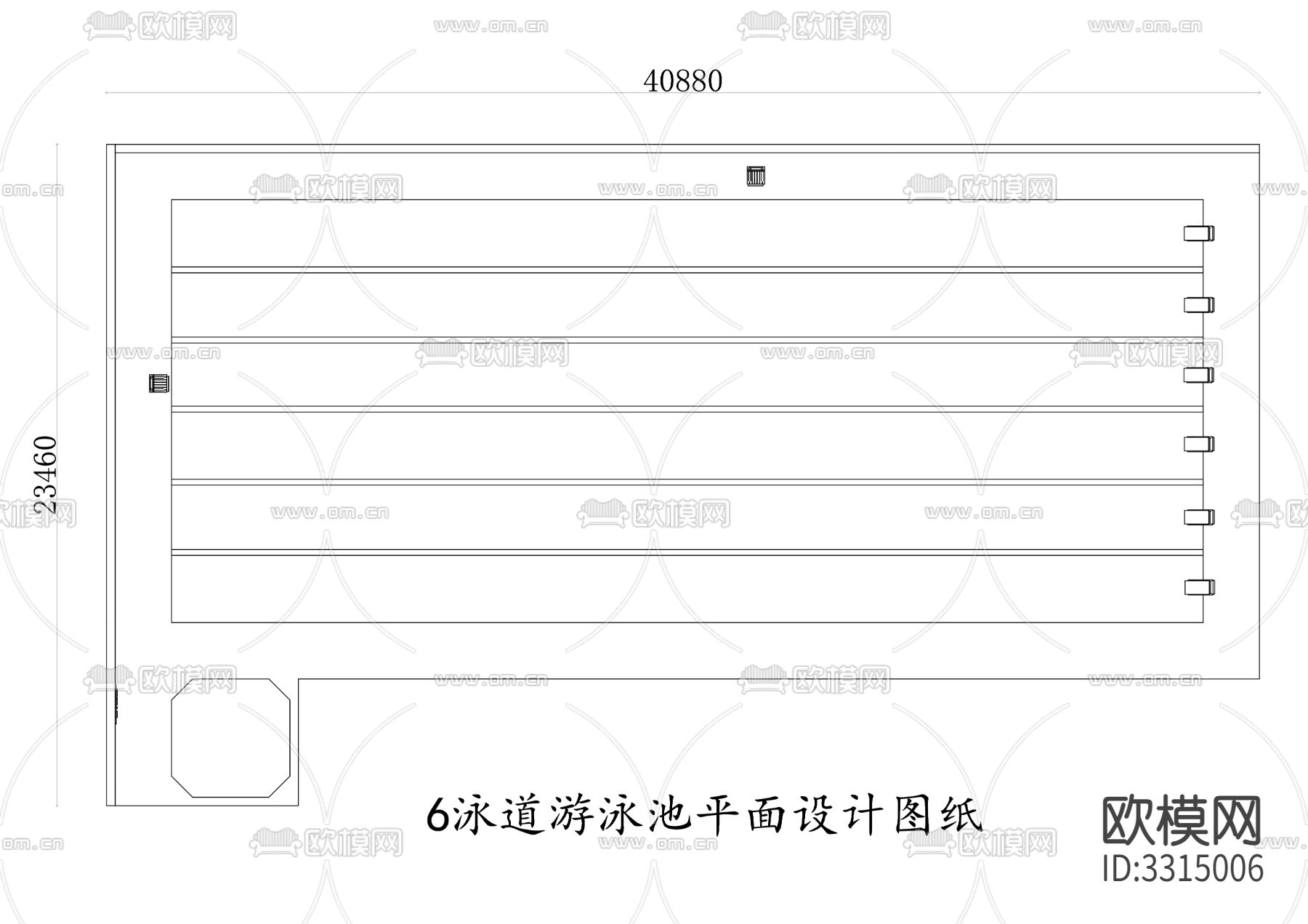 泳道游泳池平面设计CAD施工图下载