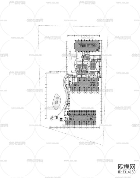 商業(yè)裙房 地下室CAD施工圖下載(渲染圖3)