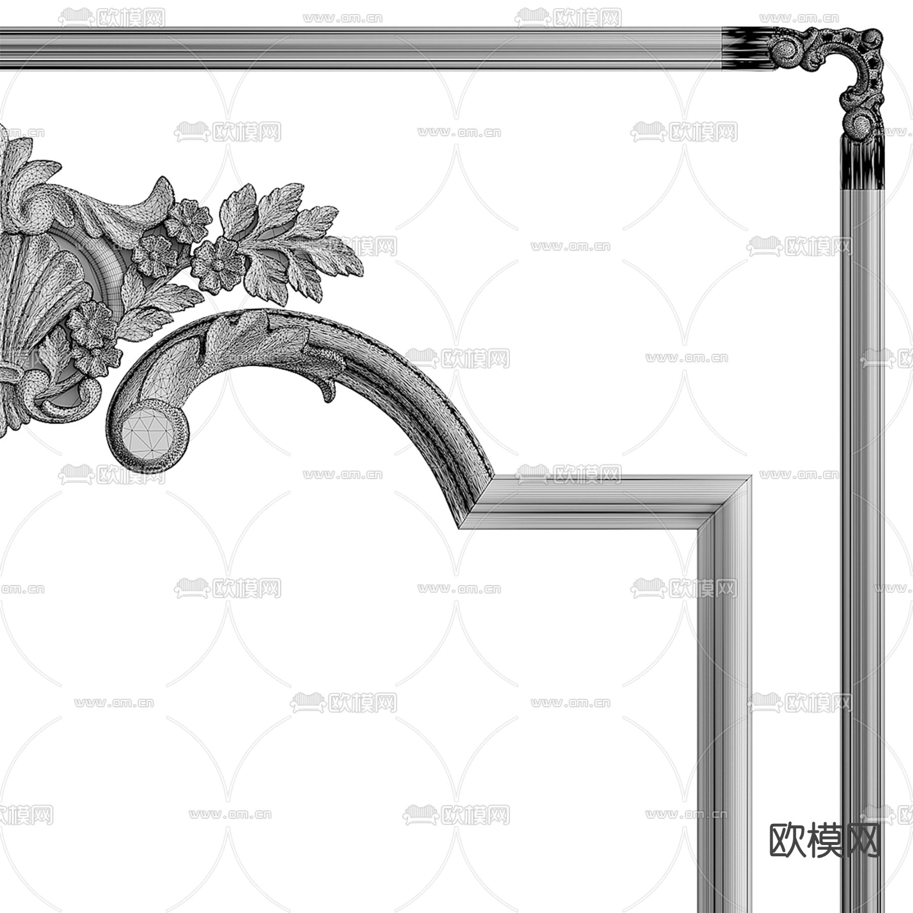 欧式石膏线 雕花线条 踢脚线3d模型下载（渲染图2）
