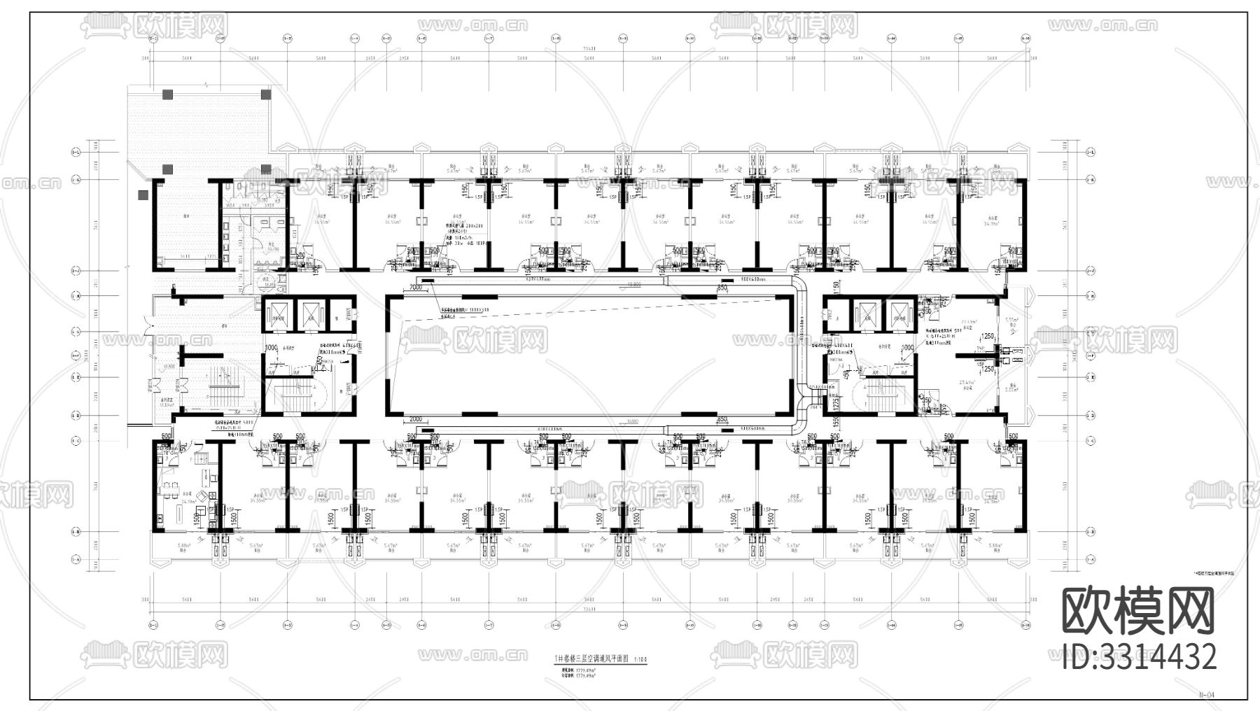 办公楼暖通图CAD施工图下载（渲染图5）