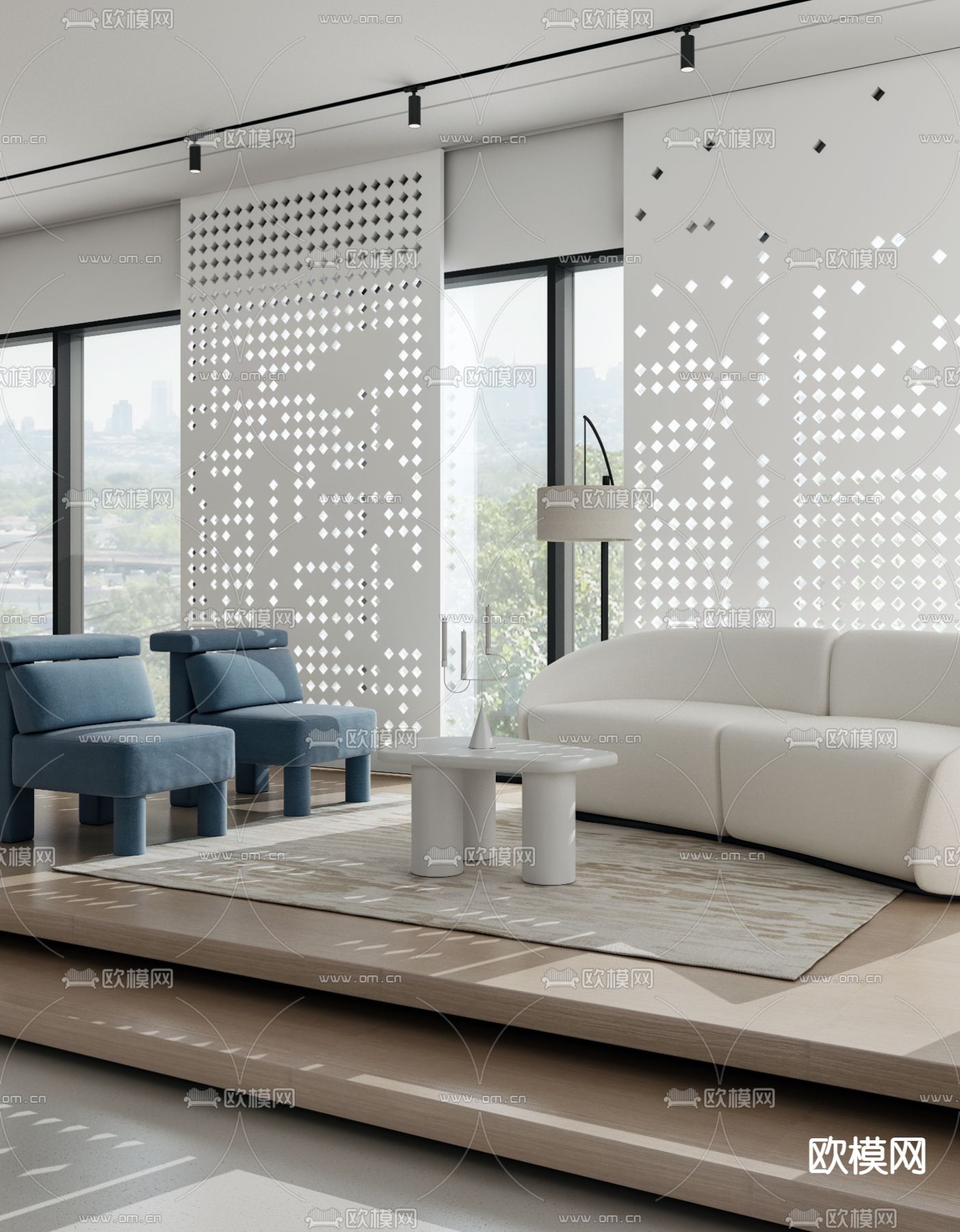 办公室休息区su模型下载（渲染图2）