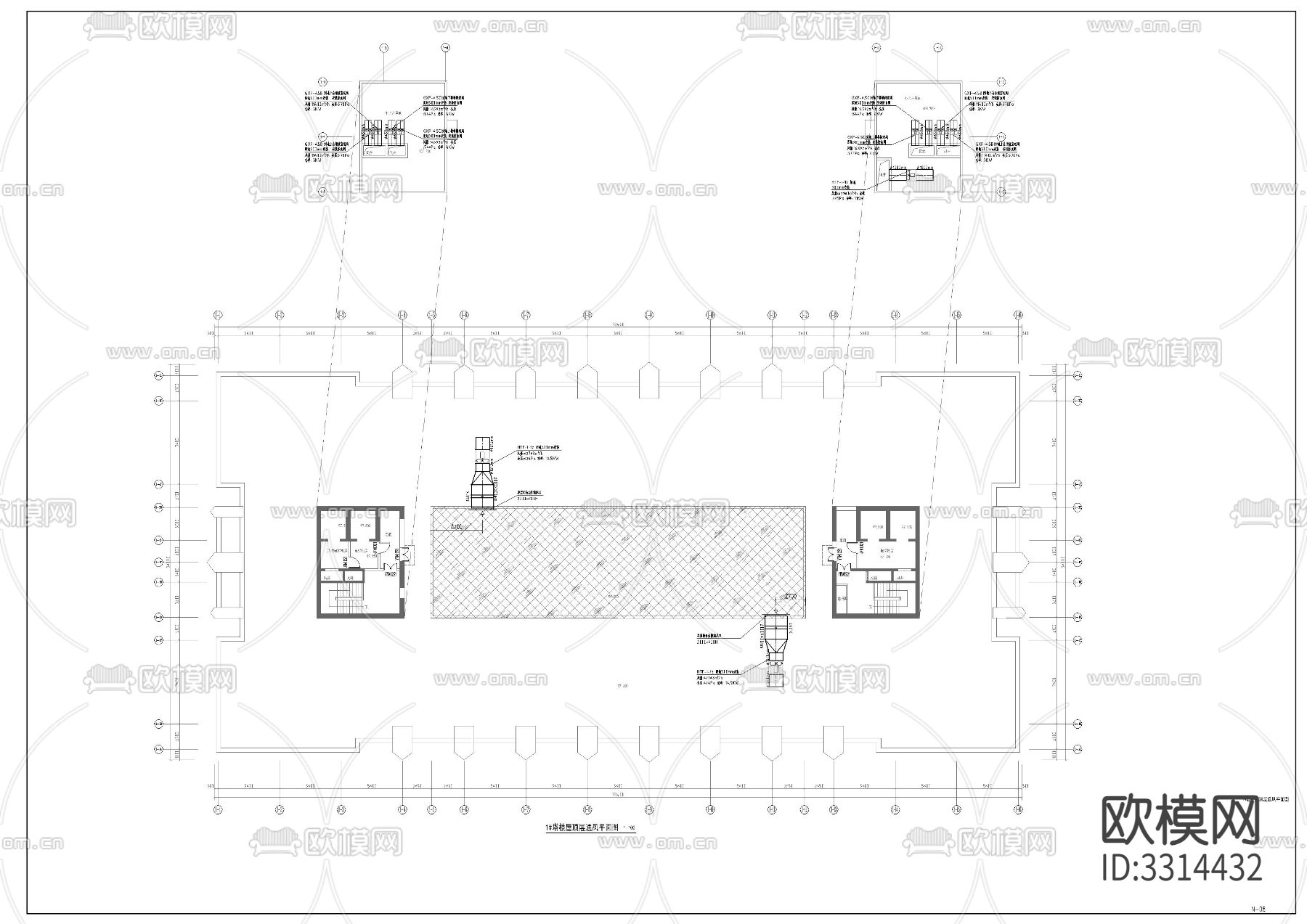 办公楼暖通图CAD施工图下载（渲染图2）
