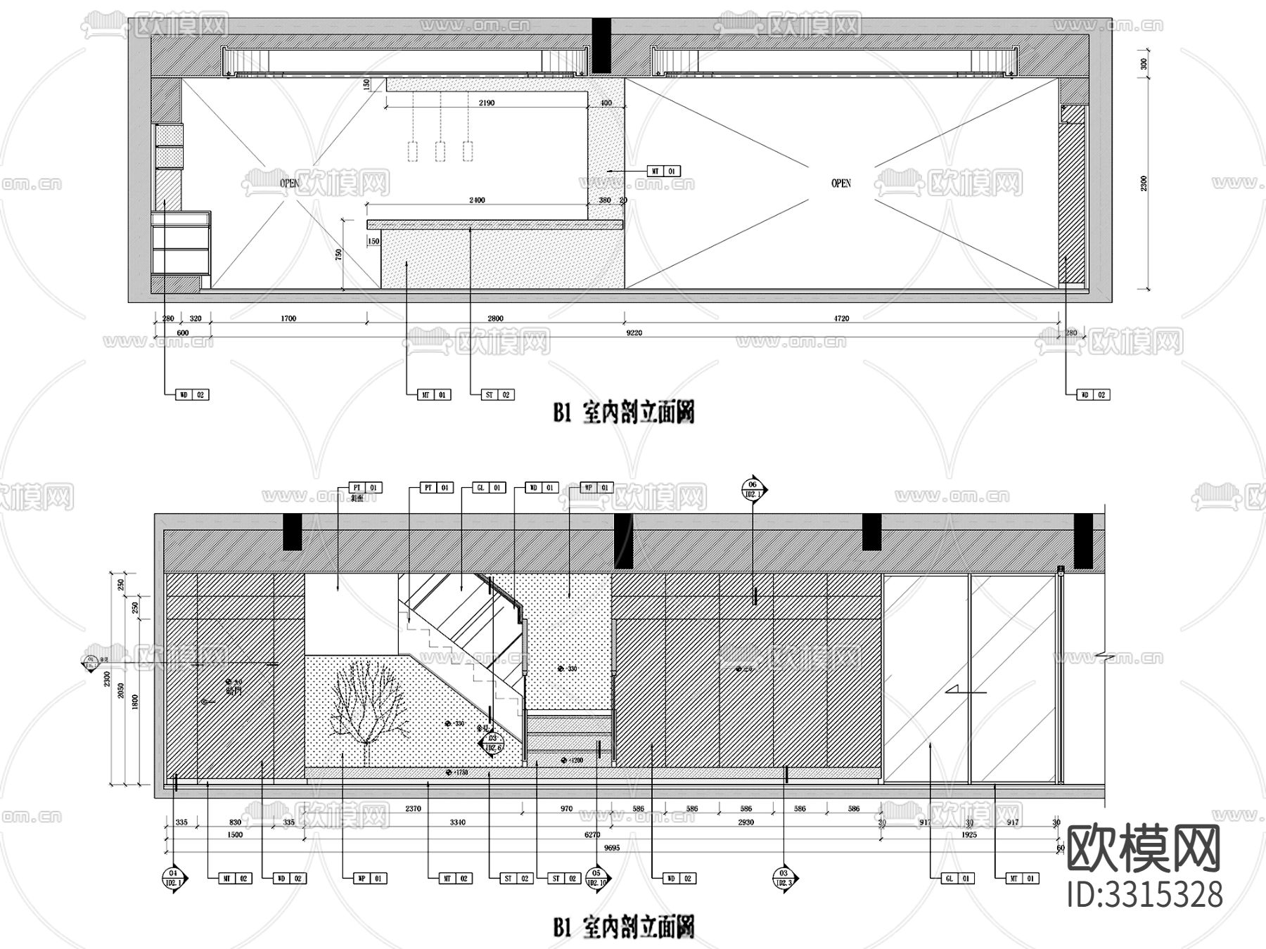 553㎡凌子达—新中式三层别墅室内CAD施工图下载（渲染图6）