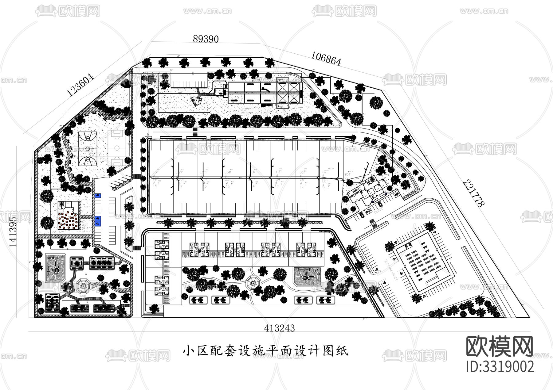 小区配套设施cad平面图下载