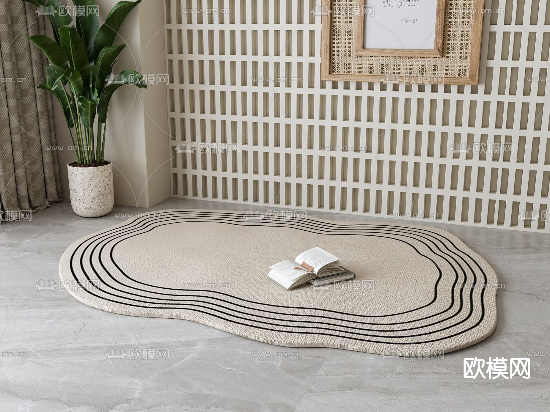 简欧地毯su模型下载（渲染图2）